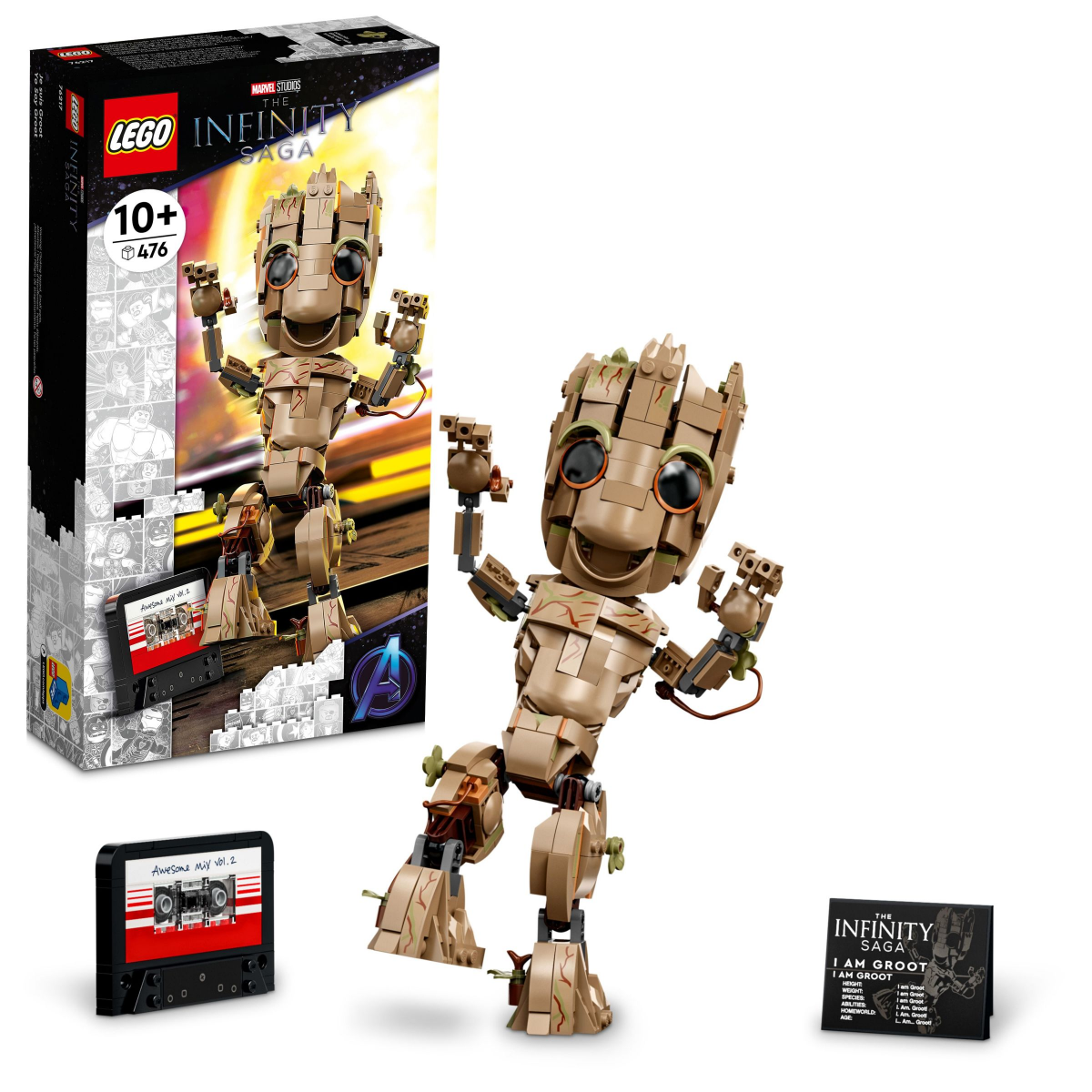 slide 1 of 21, LEGO Marvel I am Groot Set, Baby Groot Buildable Toy 76217, 476 ct