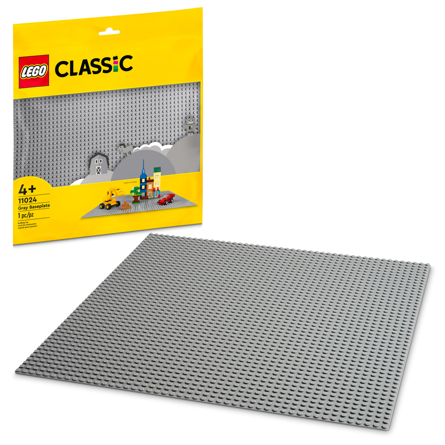 slide 1 of 5, LEGO Classic Gray Baseplate 11024 Building Kit, 1 ct