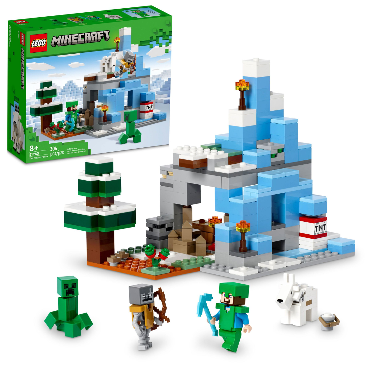 slide 1 of 21, LEGO Minecraft The Frozen Peaks Cave Mountain Set 21243, 304 ct