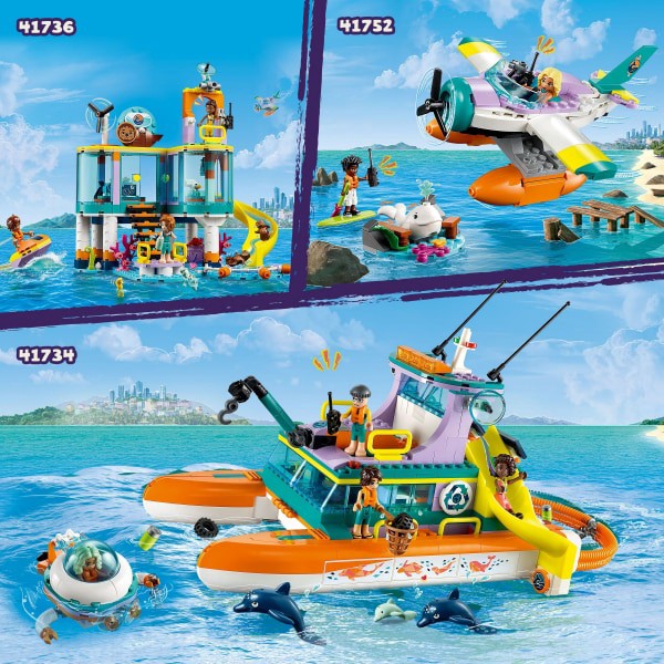 slide 13 of 16, LEGO Friends Sea Rescue Boat Dolphin Building Toy 41734, 1 ct