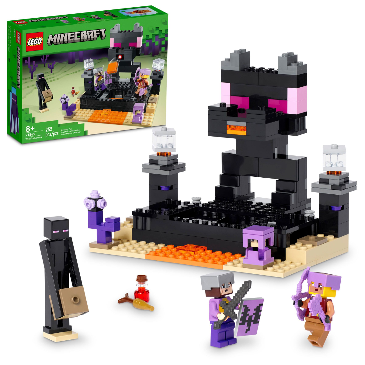 slide 1 of 21, LEGO Minecraft The End Arena, Ender Dragon Battle Set 21242, 252 ct