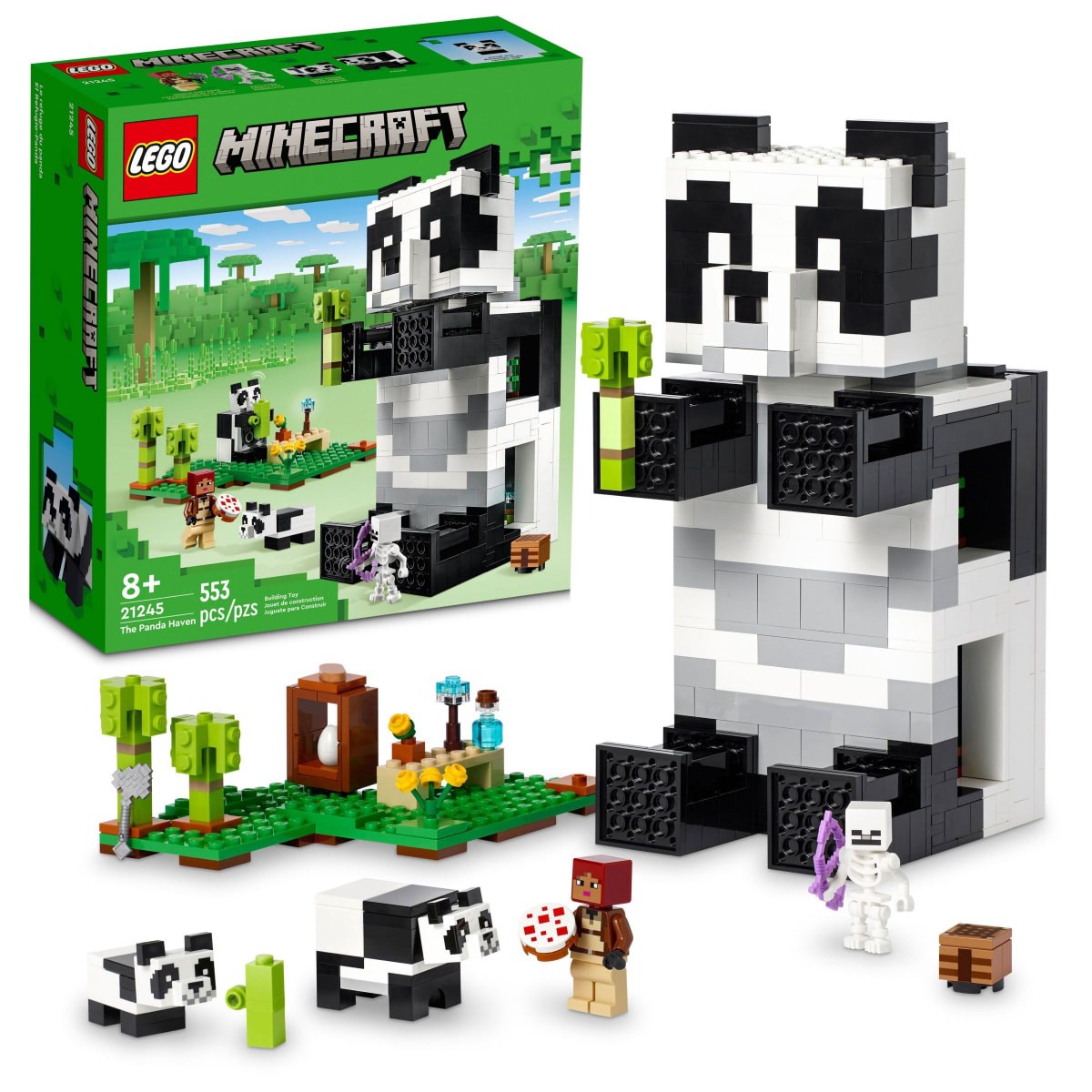 slide 1 of 21, LEGO Minecraft The Panda Haven 21245 Building Toy Set, 553 ct