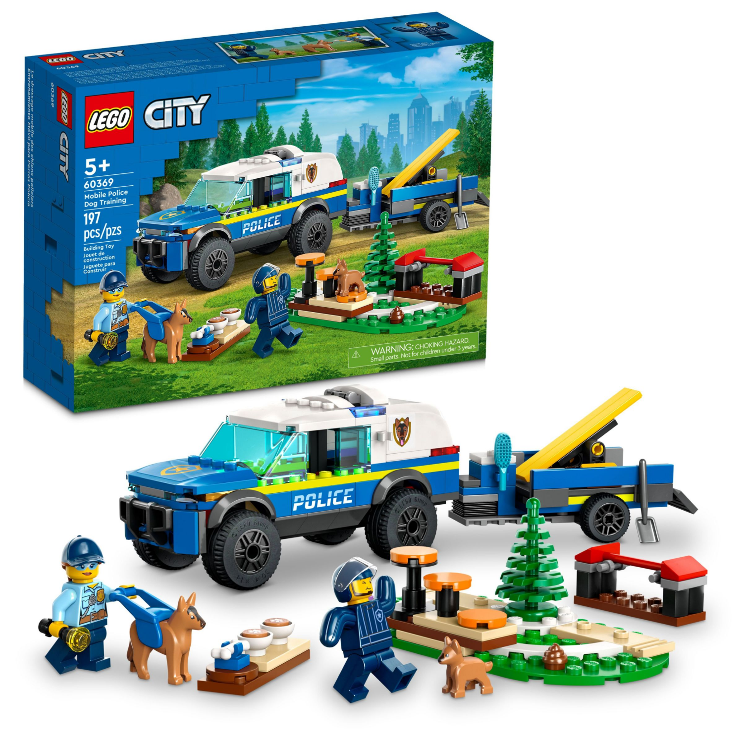 slide 1 of 6, LEGO City Mobile Police Dog Training Set with Toy Car 60369, 197 ct