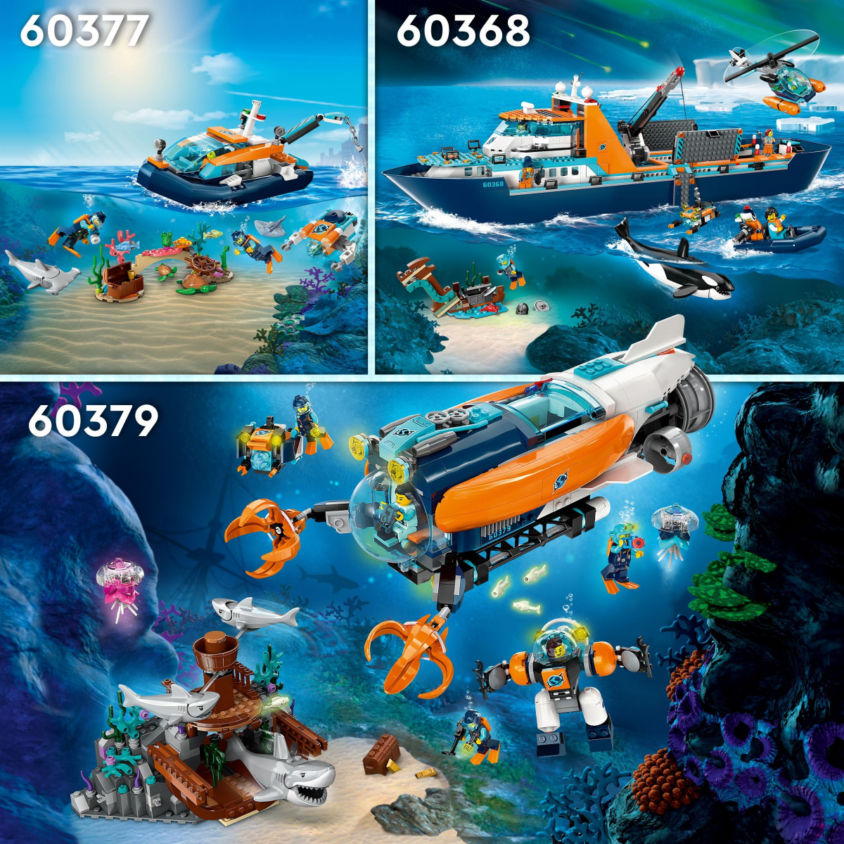 slide 9 of 21, LEGO City Explorer Diving Boat 60377 Building Toy Set, 182 ct