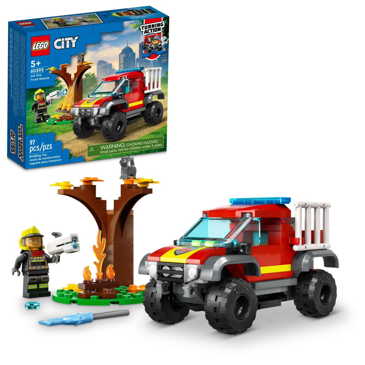 slide 1 of 1, LEGO City 4x4 Fire Truck Rescue 60393 Building Toy Set, 97 ct