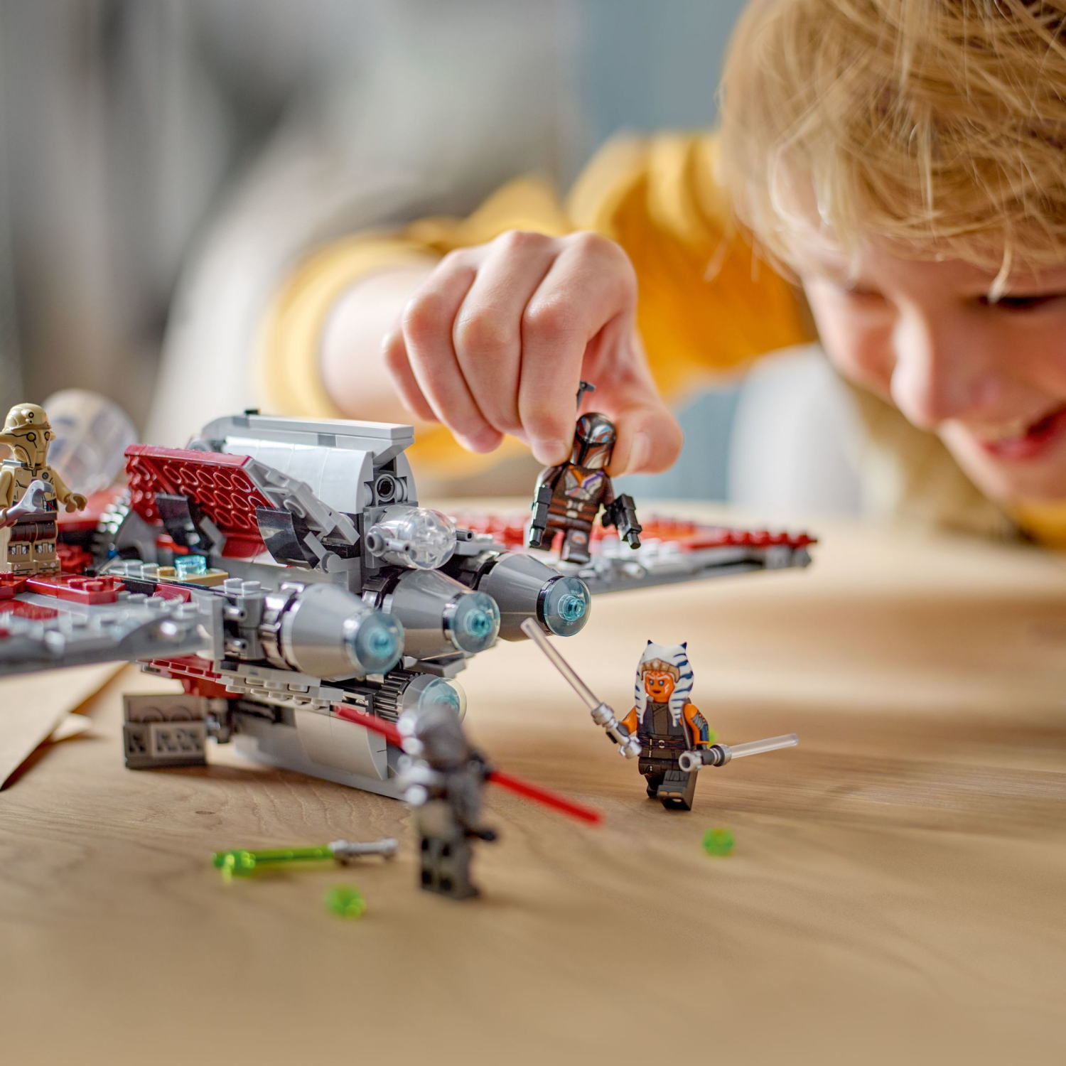 slide 5 of 6, LEGO Star Wars Ahsoka Tano's T-6 Jedi Shuttle Building Toy Set 75362, 599 ct