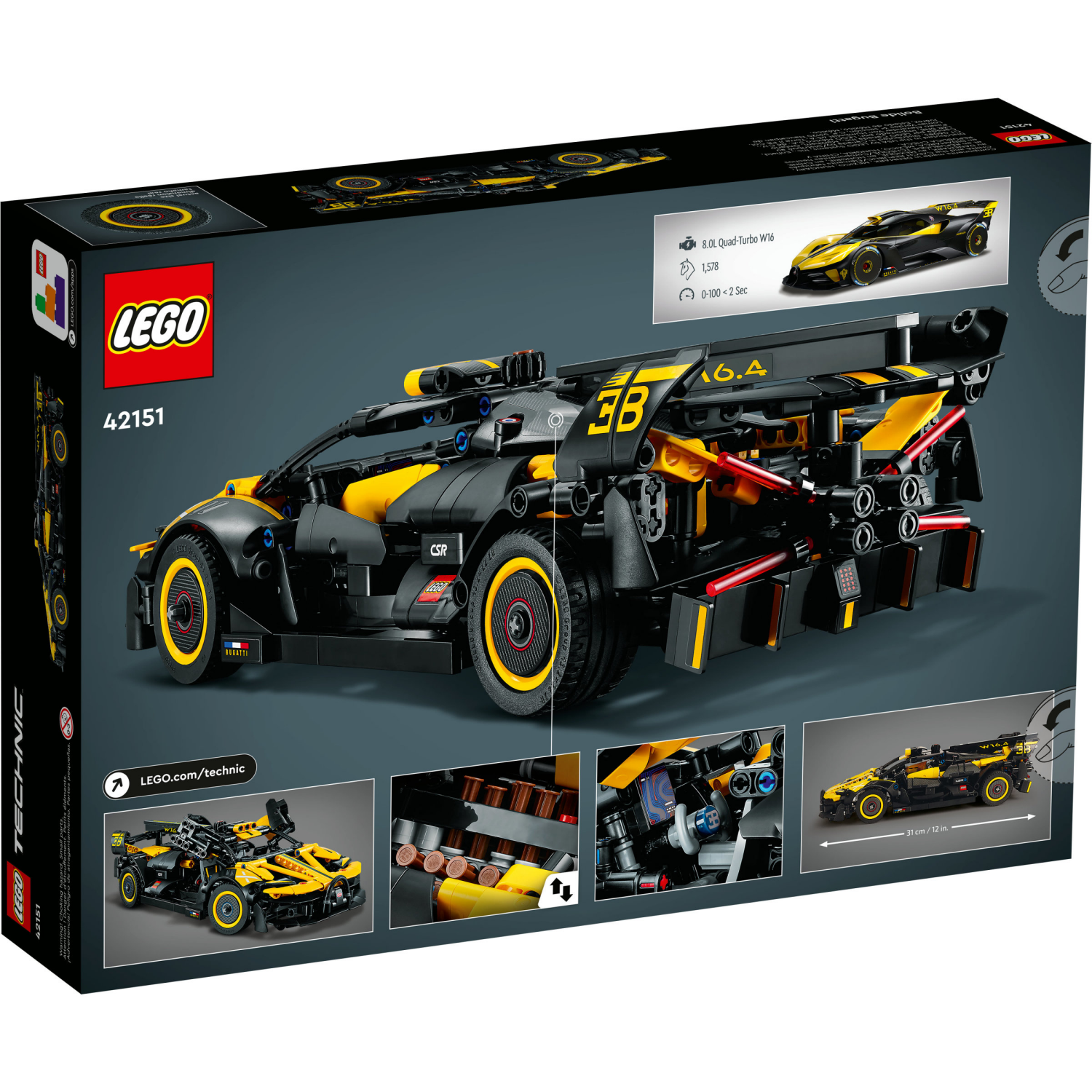 slide 2 of 6, LEGO Technic Bugatti Bolide 42151 Building Toy Set, 905 ct