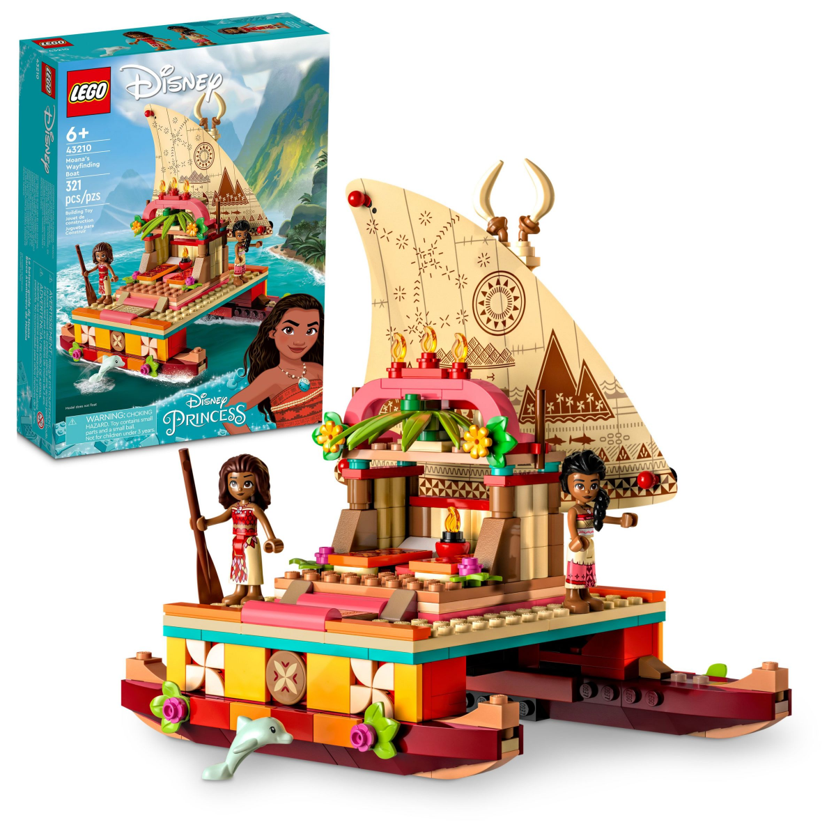 slide 1 of 21, LEGO Disney Princess Moana's Wayfinding Boat Toy 43210, 321 ct