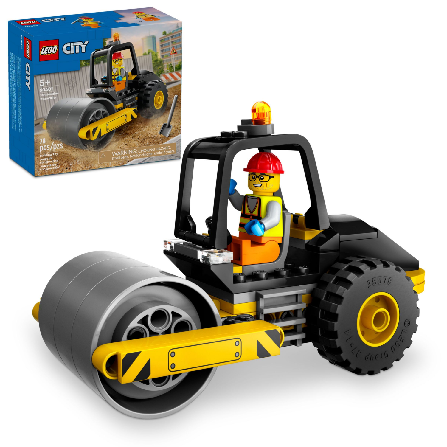 slide 1 of 6, LEGO City Construction Steamroller Toy Set For Kids 60401, 1 ct