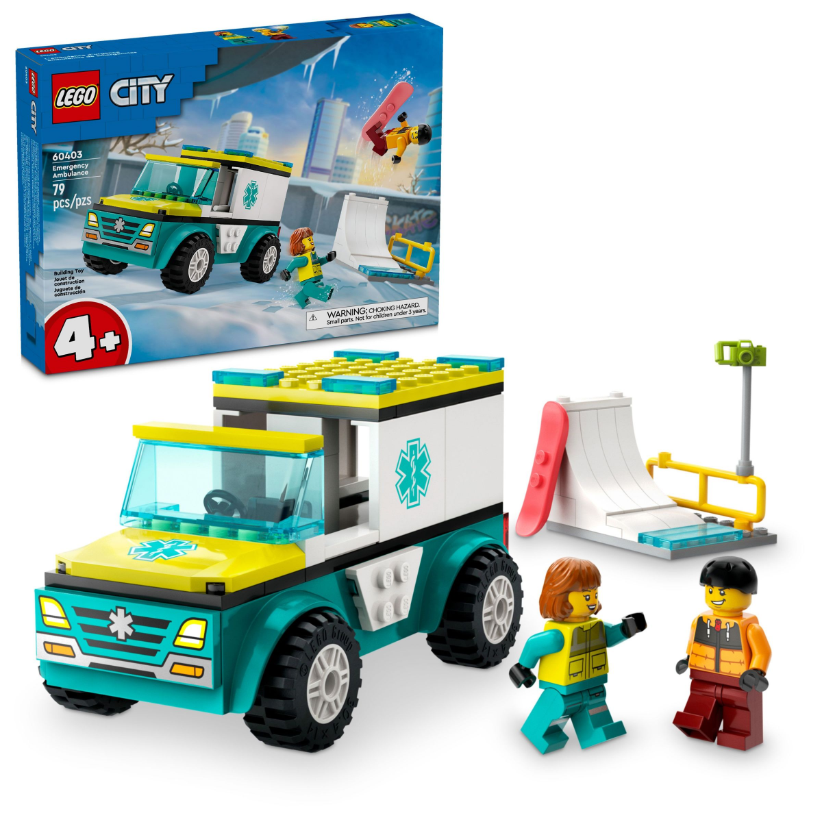 slide 1 of 21, LEGO City Emergency Ambulance and Snowboarder 60403, 1 ct