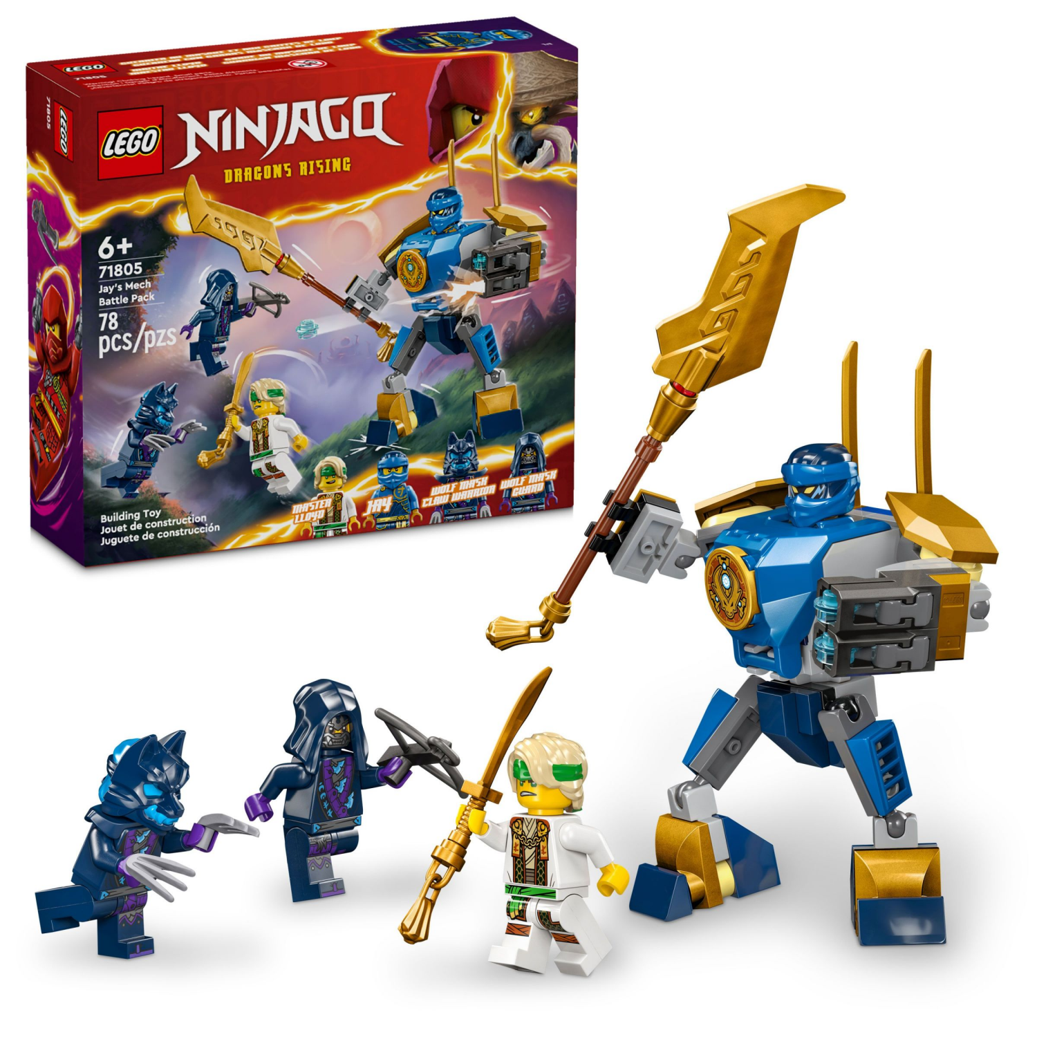slide 1 of 6, LEGO NINJAGO Jays Mech Battle Pack Ninja Toy 71805, 1 ct
