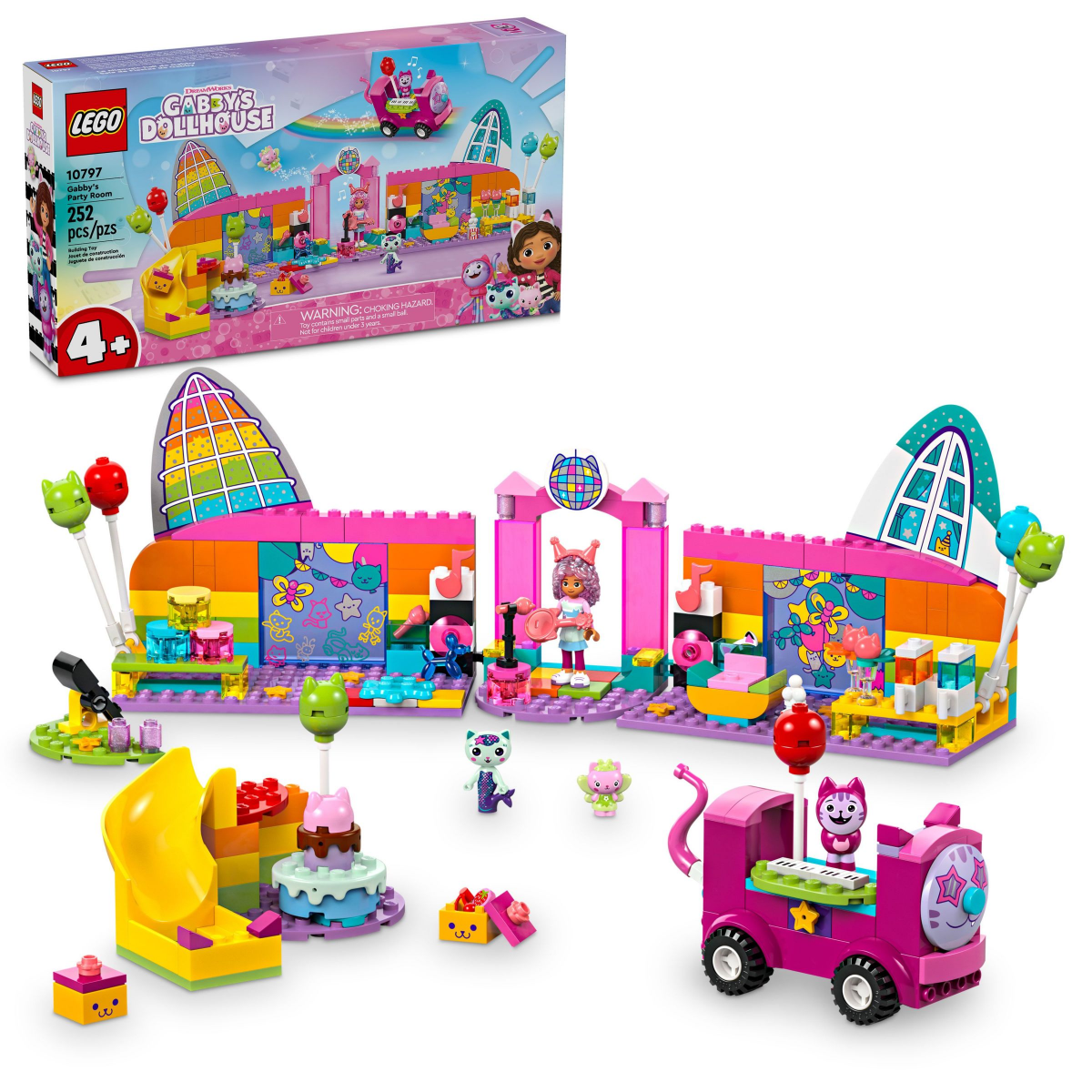 slide 1 of 4, LEGO 4+ Gabbys Dollhouse Gabbys Party Room Playset with Pink Car 10797, 1 ct