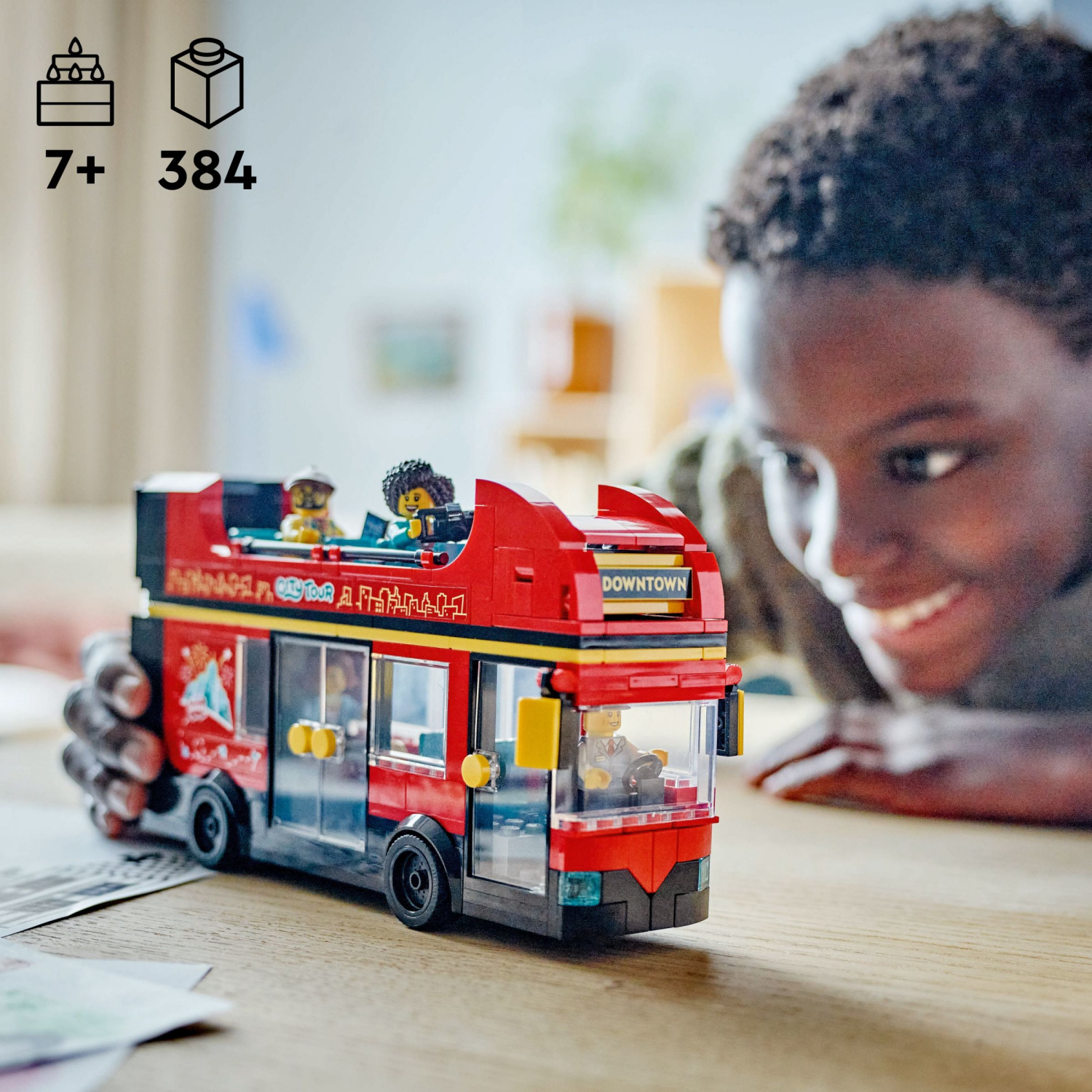 slide 2 of 5, LEGO City Red Double-Decker Sightseeing Bus Toy, London Bus 60407, 1 ct