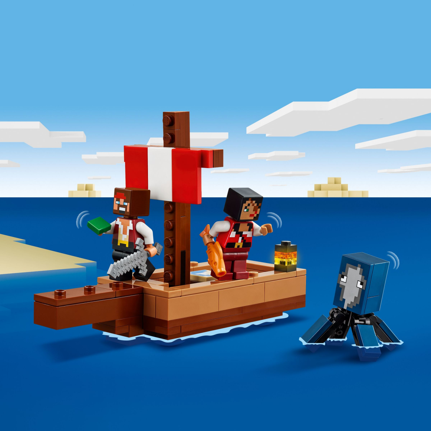 slide 4 of 6, LEGO Minecraft The Pirate Ship Voyage Boat Toy Playset 21259, 1 ct