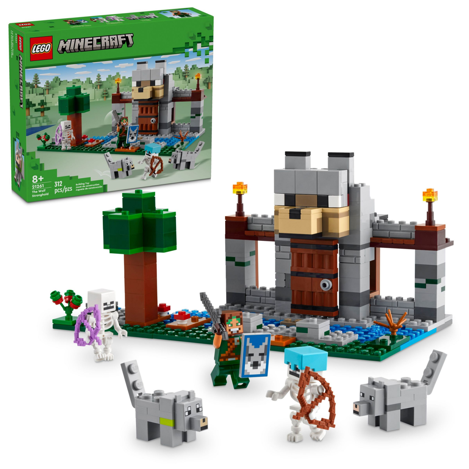 slide 1 of 6, LEGO Minecraft The Wolf Stronghold Fortress Playset Video Game Toy 21261, 1 ct