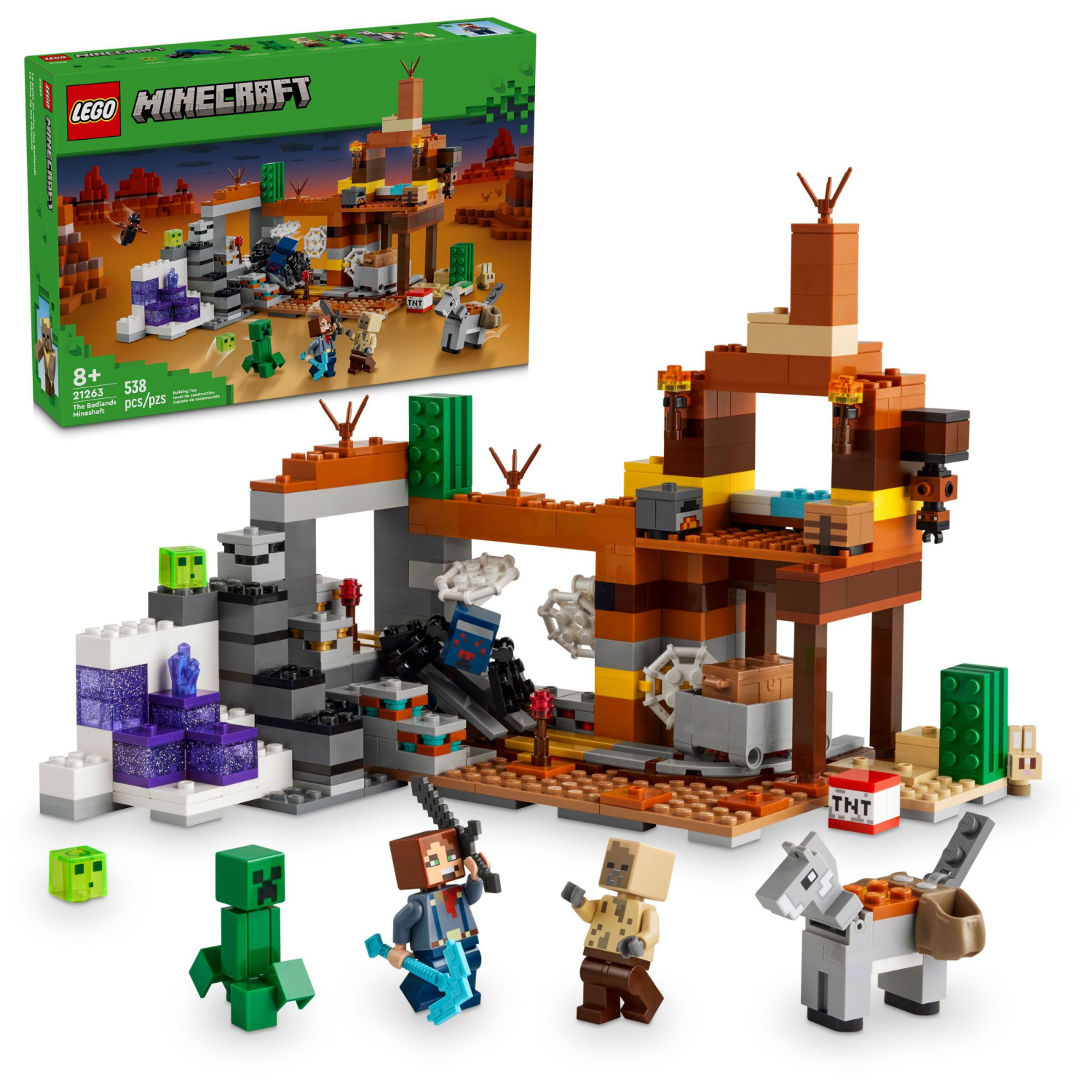 slide 1 of 6, LEGO Minecraft The Badlands Mineshaft Video Game Toy 21263, 1 ct