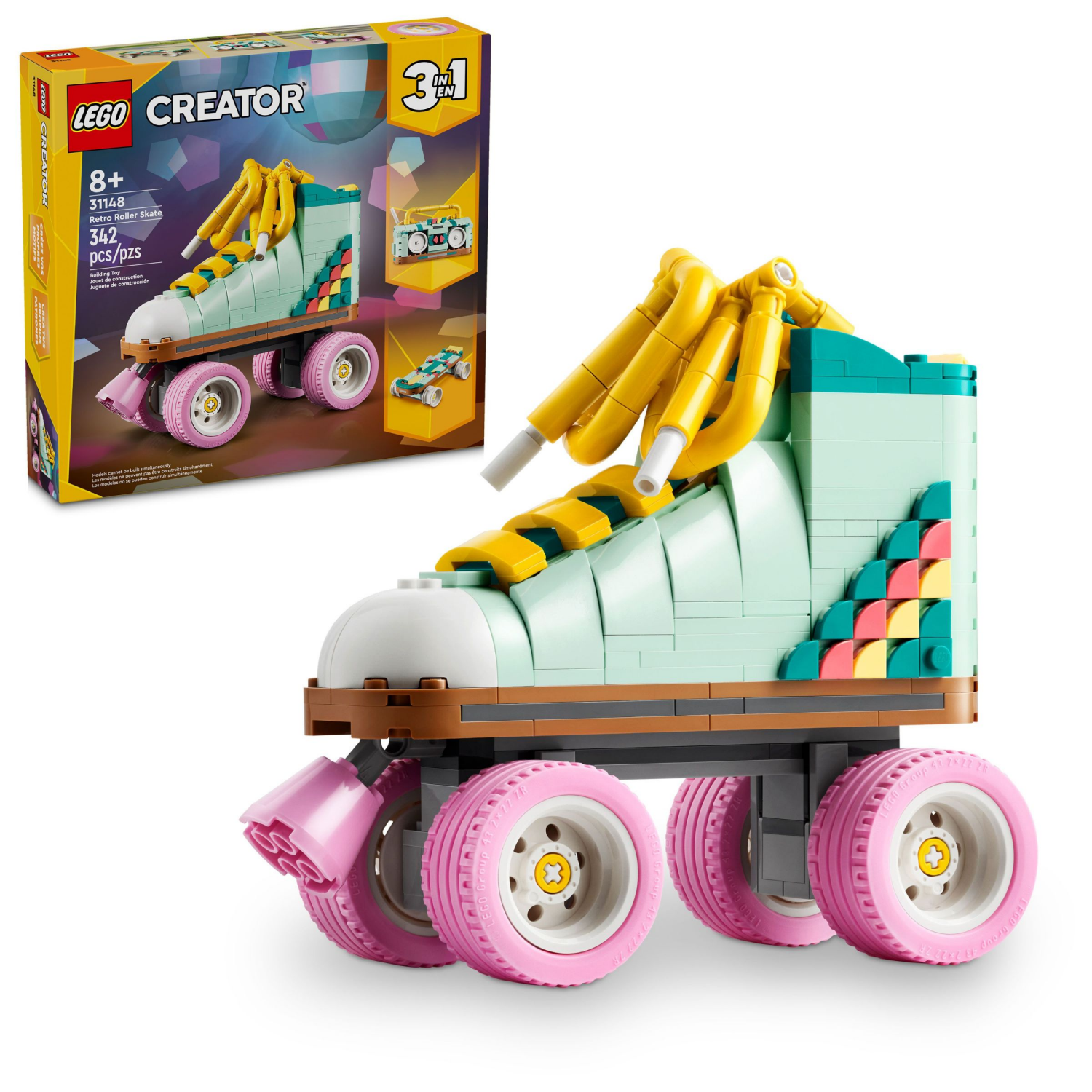 slide 1 of 4, LEGO Creator 3-in-1 Retro Roller Skate Set, 1 ct