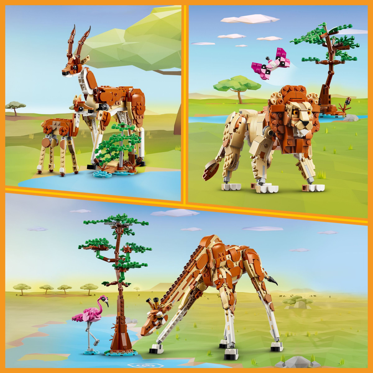 slide 2 of 4, LEGO Creator 3 in 1 Wild Safari Animals Set, Giraffe, Gazelles or Lion Toy 31150, 1 ct