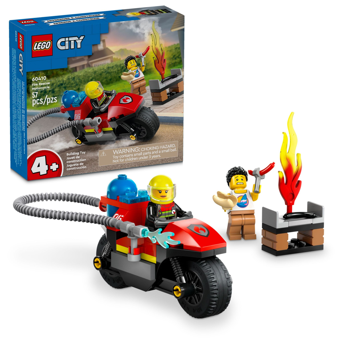 slide 1 of 21, LEGO City Fire Rescue Motorcycle Toy Building Set 60410, 1 ct