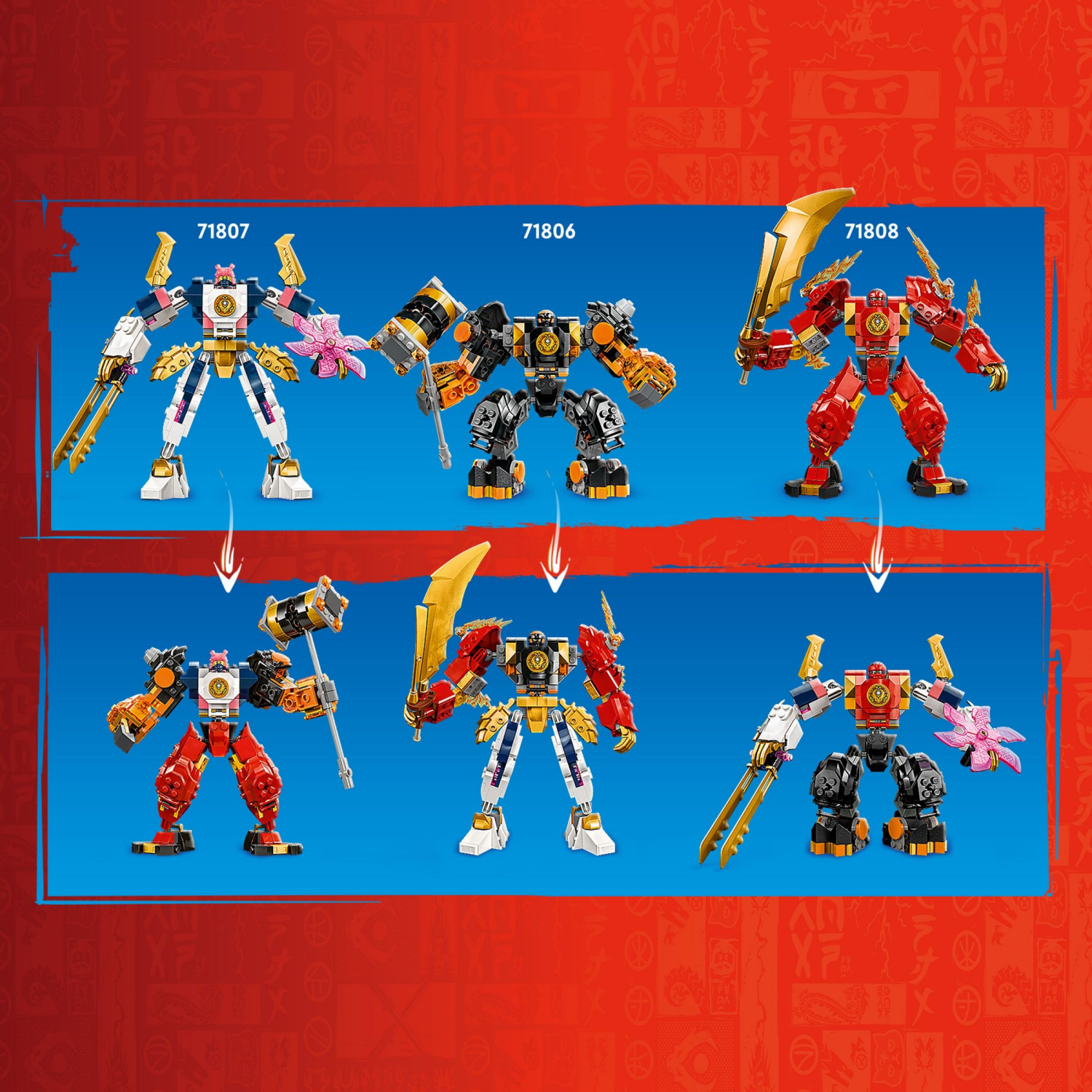 slide 3 of 6, LEGO NINJAGO Soras Elemental Tech Mech Action Figure 71807, 1 ct