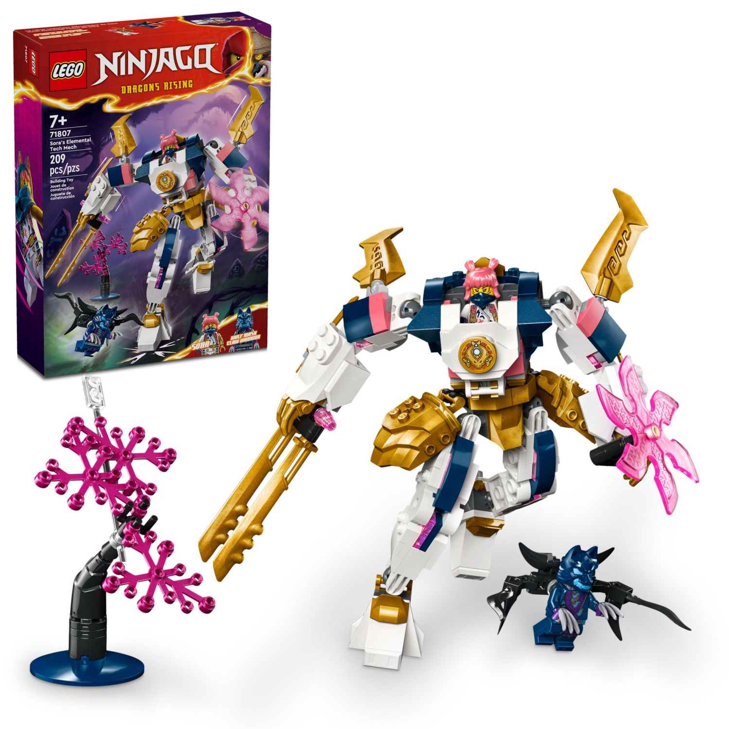 slide 1 of 6, LEGO NINJAGO Soras Elemental Tech Mech Action Figure 71807, 1 ct