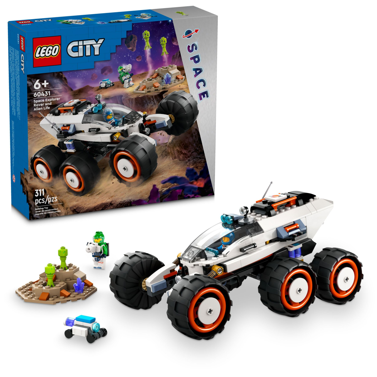 slide 1 of 4, LEGO City Space Explorer Rover and Alien Life Pretend Play Toy 60431, 1 ct