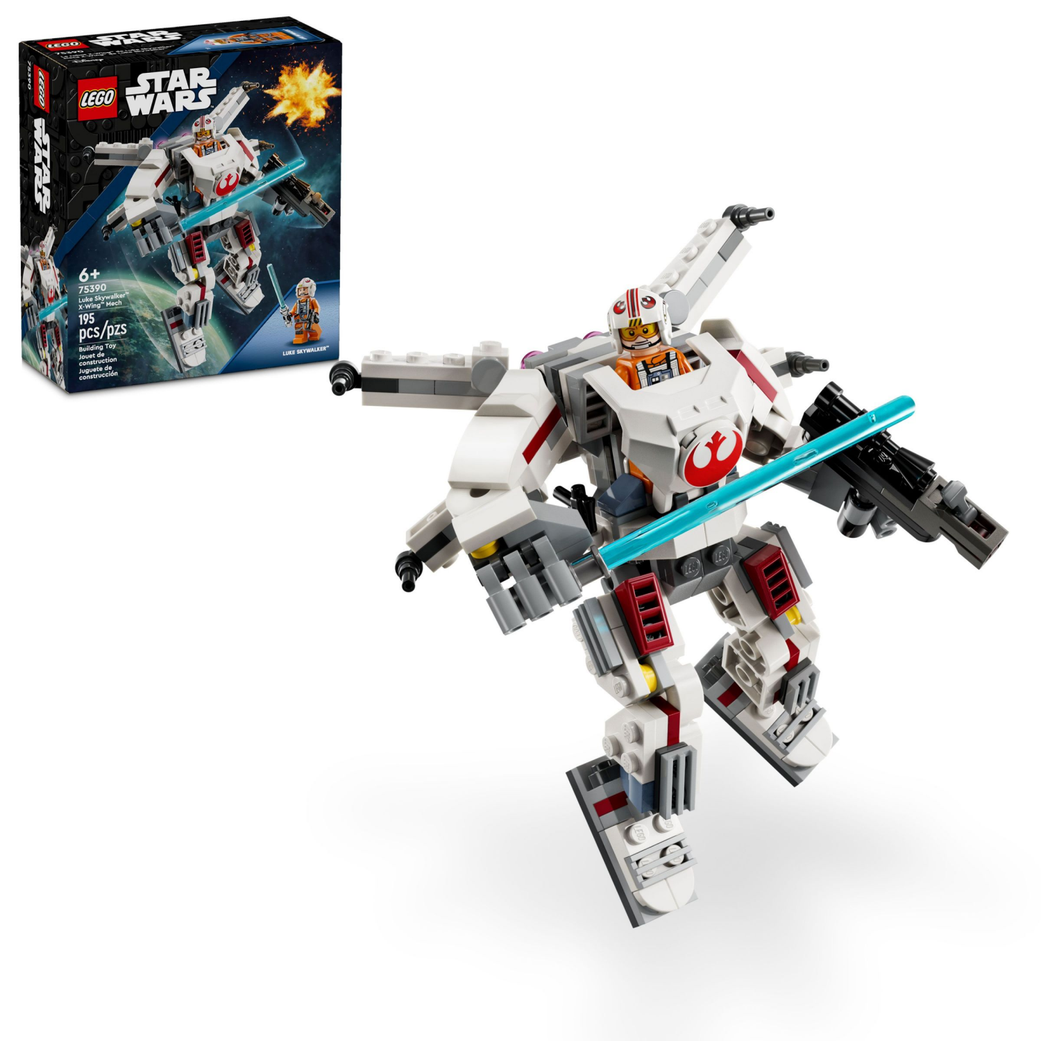 slide 1 of 6, LEGO Star Wars Luke Skywalker X-Wing Mech Buildable Action Figure 75390, 1 ct