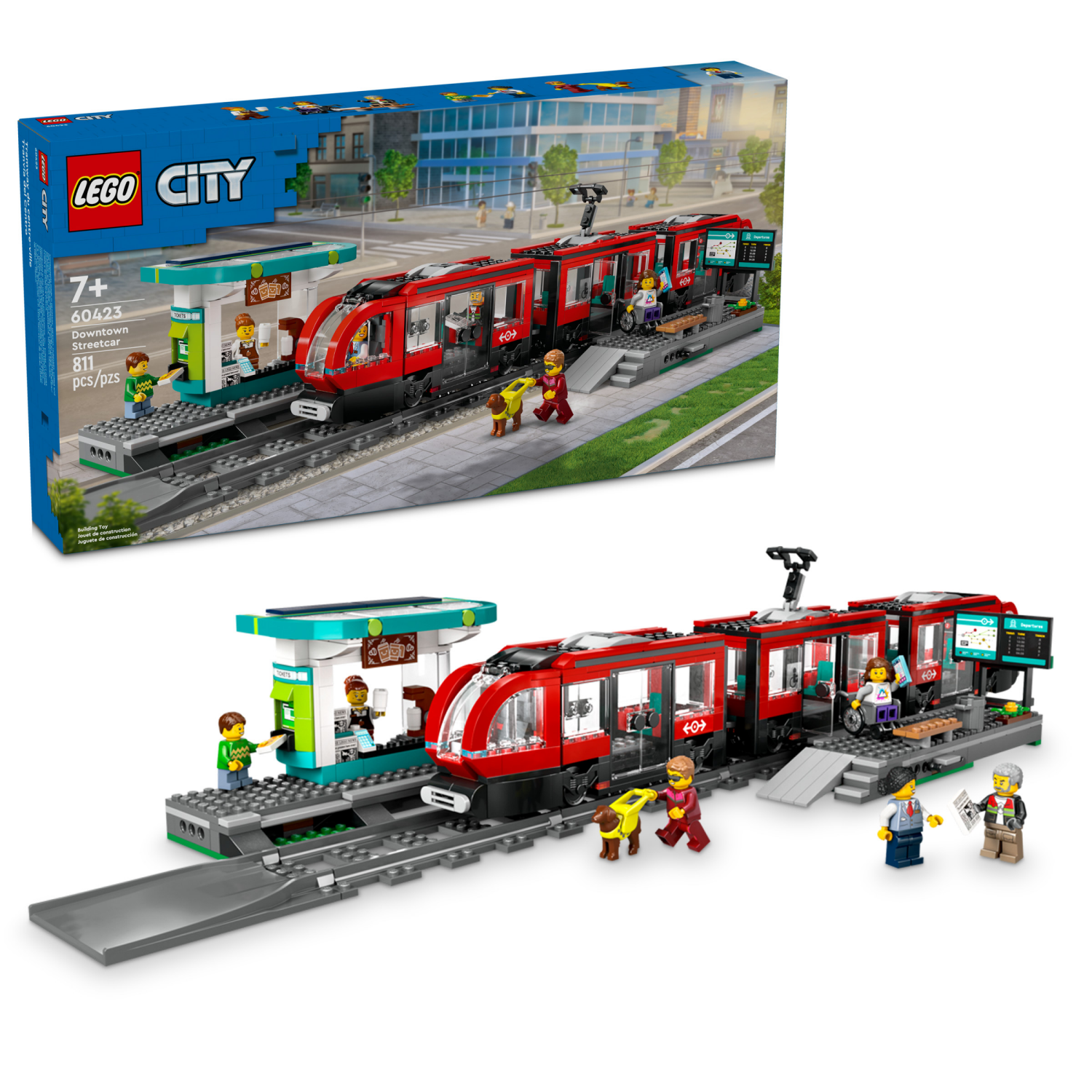slide 1 of 6, LEGO City Downtown Streetcar and Station Toy Train Set 60423, 1 ct