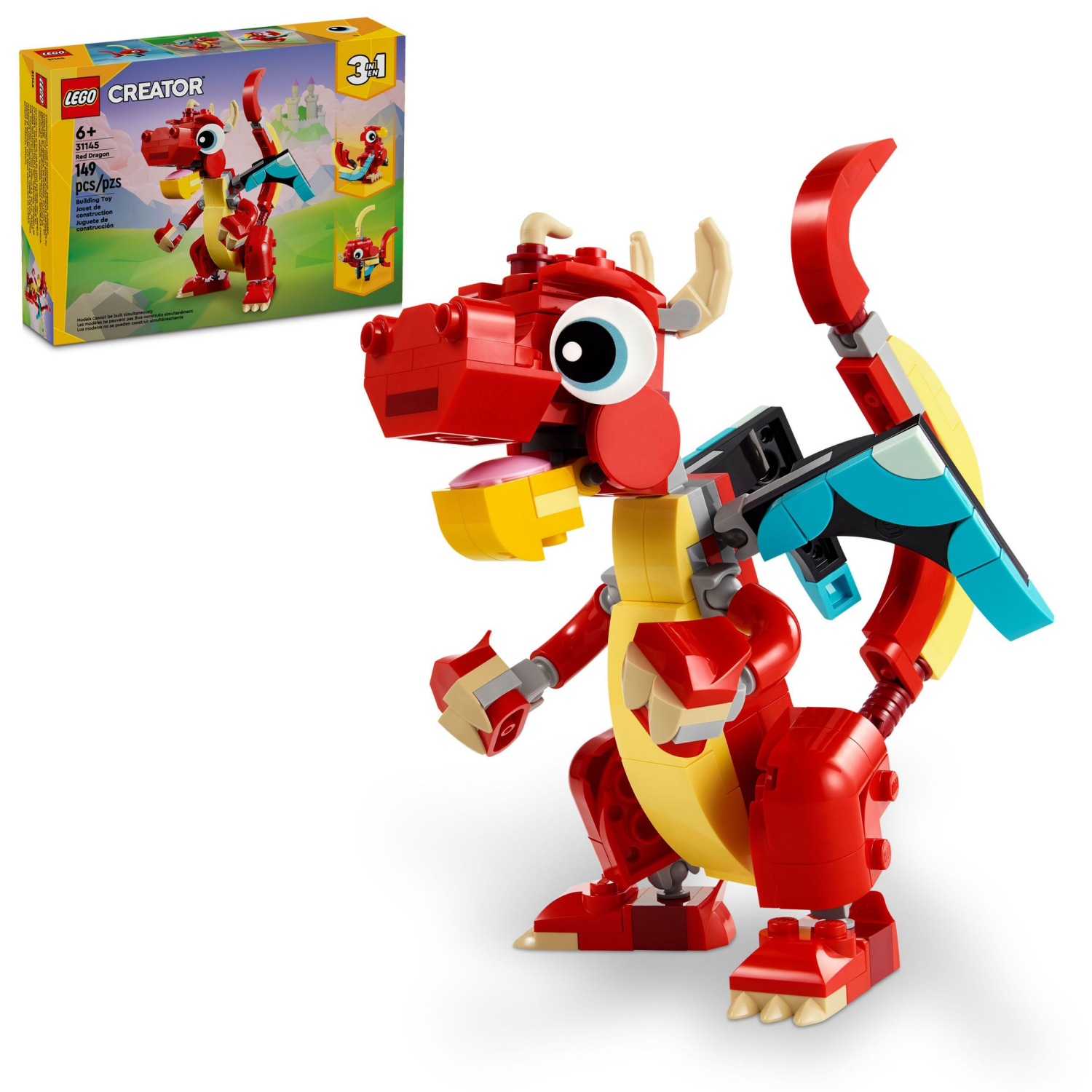 slide 1 of 4, Lego Creator 31145 Red Dragon 3 In 1 Set, 149 ct