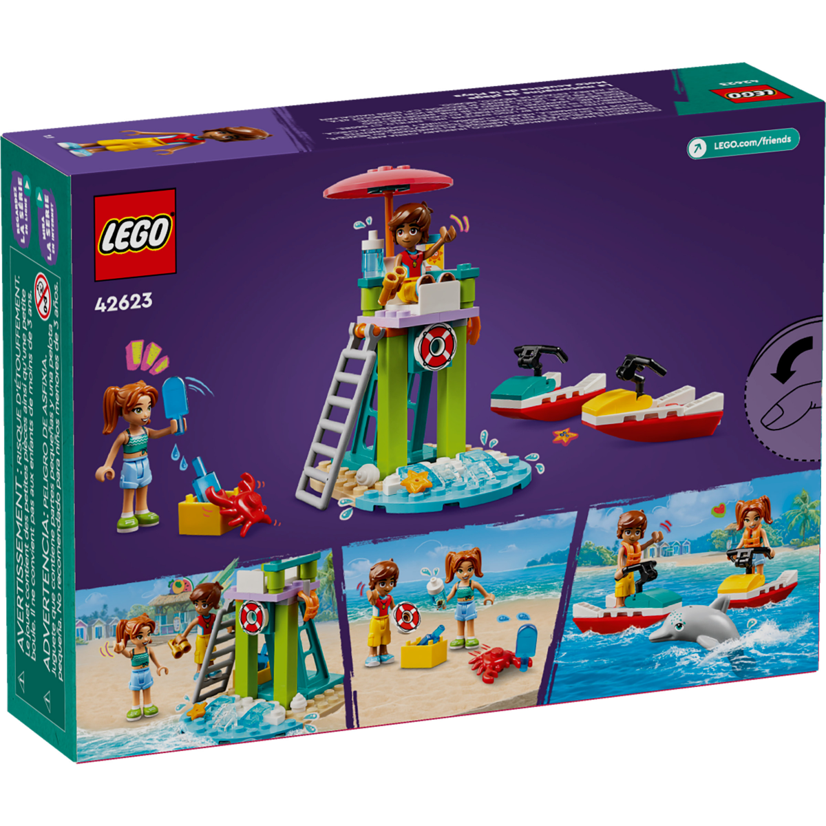 slide 4 of 4, LEGO Friends Beach Water Scooter Lifeguard Toy with Mini Dolls 42623, 1 ct