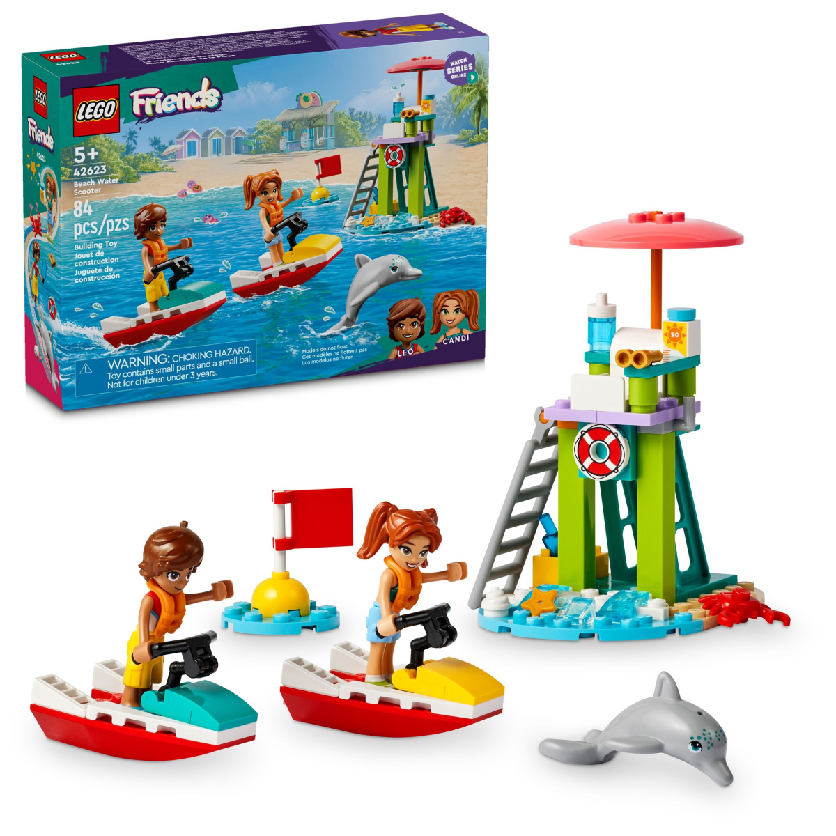 slide 1 of 4, LEGO Friends Beach Water Scooter Lifeguard Toy with Mini Dolls 42623, 1 ct