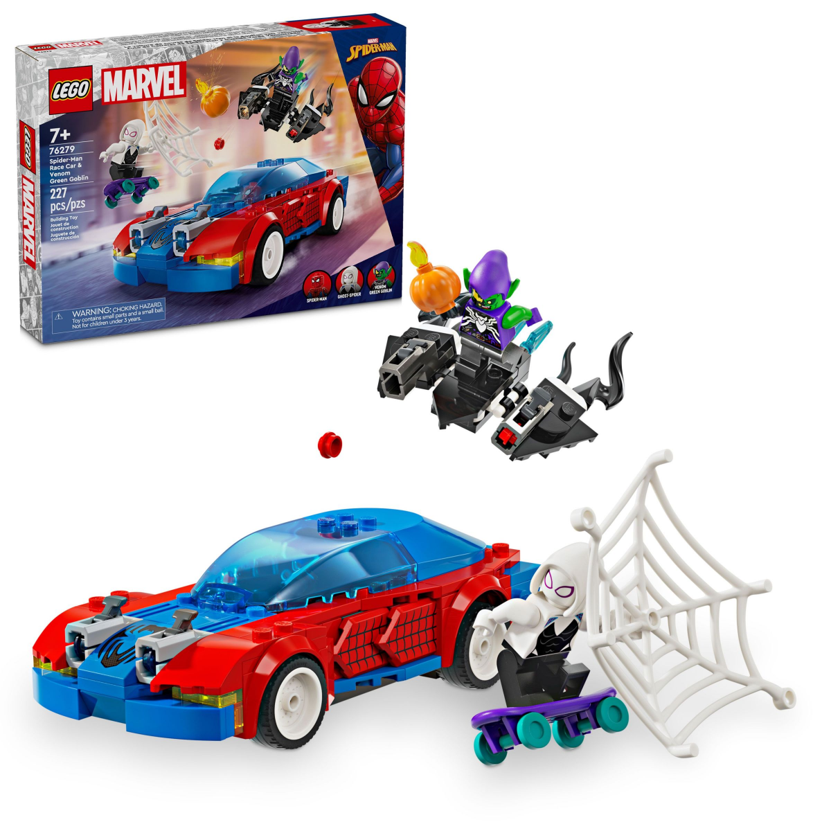 slide 1 of 4, LEGO Marvel Spider-Man Race Car & Venom Green Goblin Building Toy 76279, 1 ct