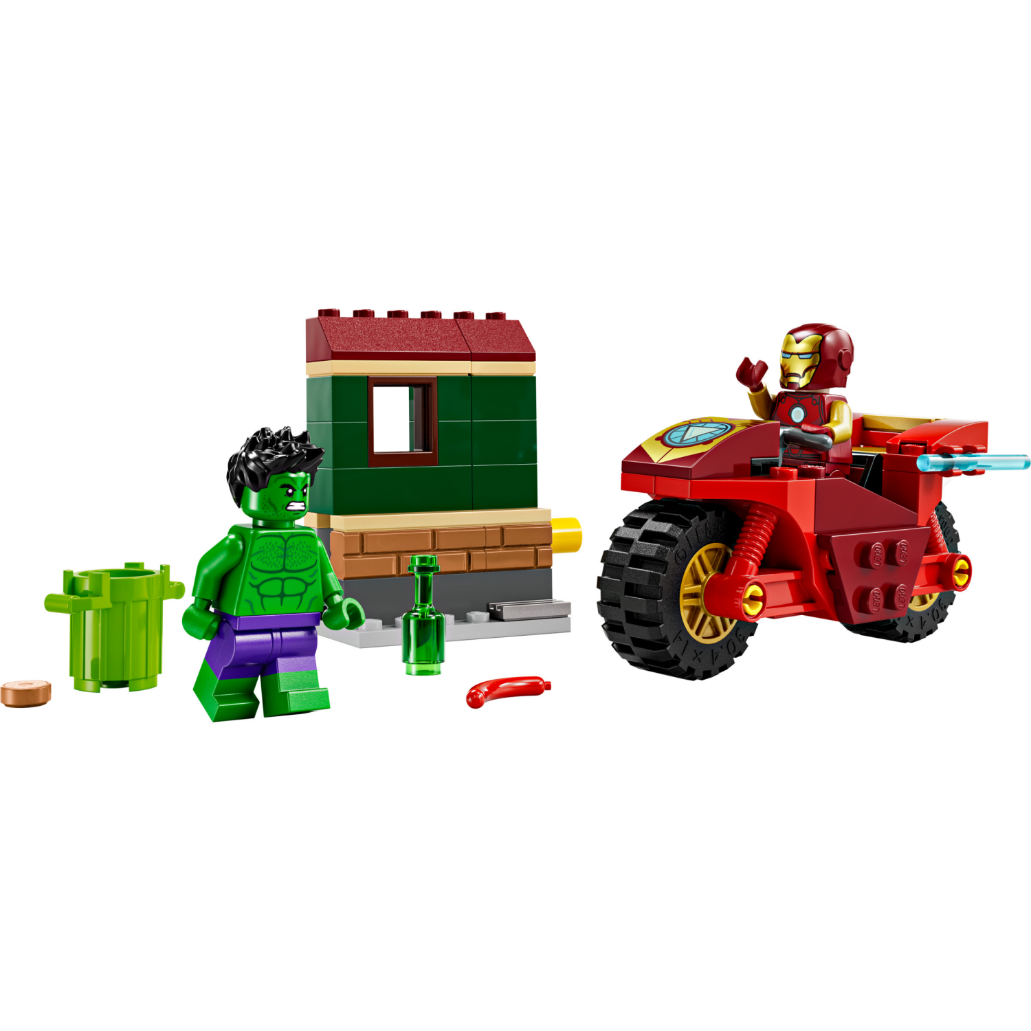 slide 2 of 6, LEGO Marvel Iron Man with Bike and The Hulk Building Toy 76287, 1 ct