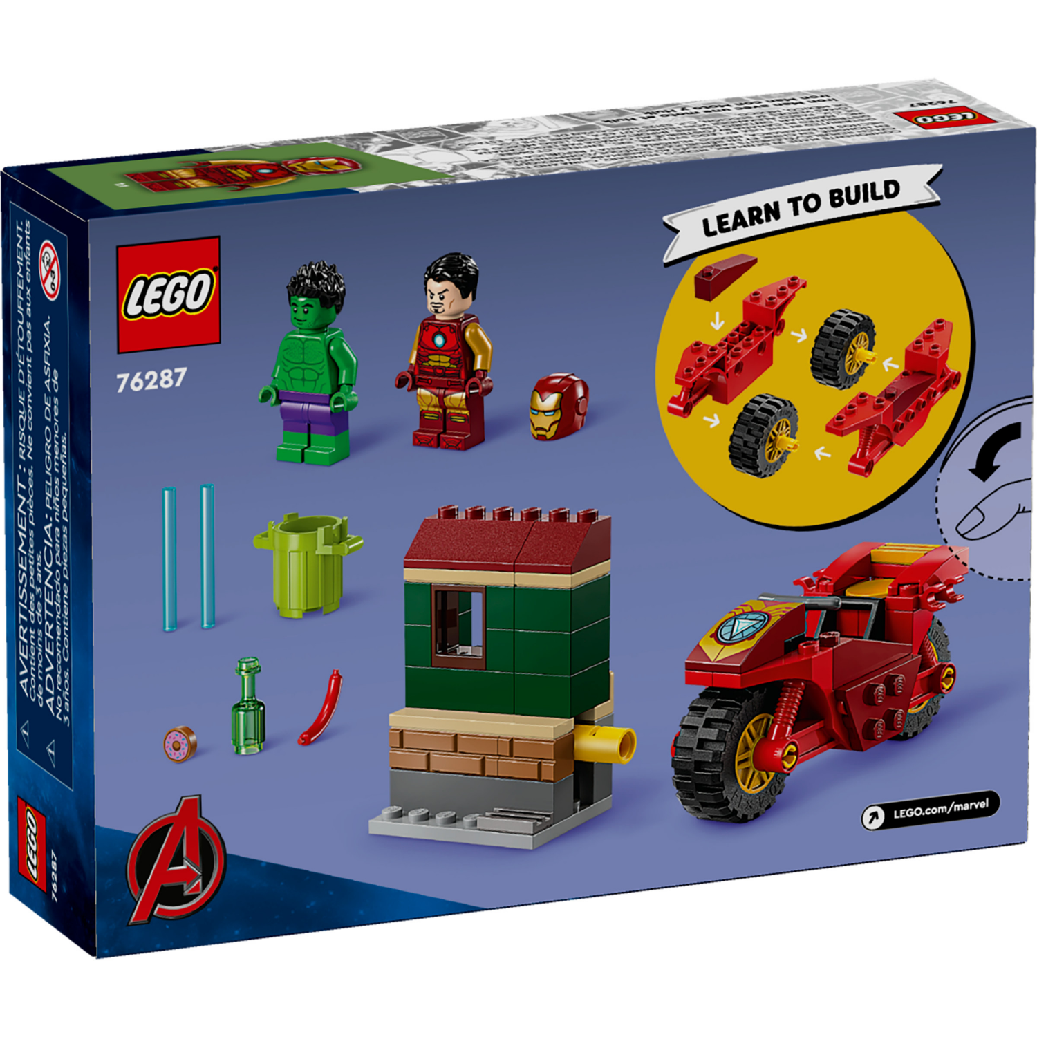 slide 4 of 6, LEGO Marvel Iron Man with Bike and The Hulk Building Toy 76287, 1 ct