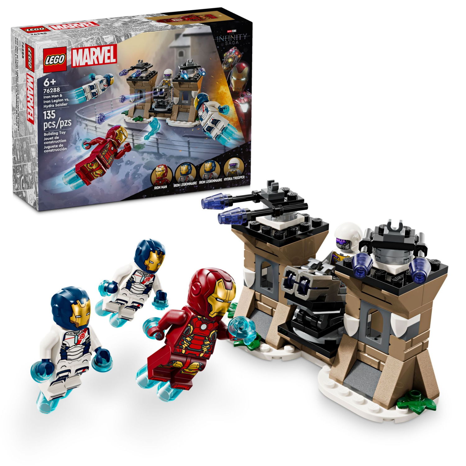 slide 1 of 6, LEGO Marvel Iron Man & Iron Legion vs. Hydra Soldier Avengers Toy 76288, 1 ct