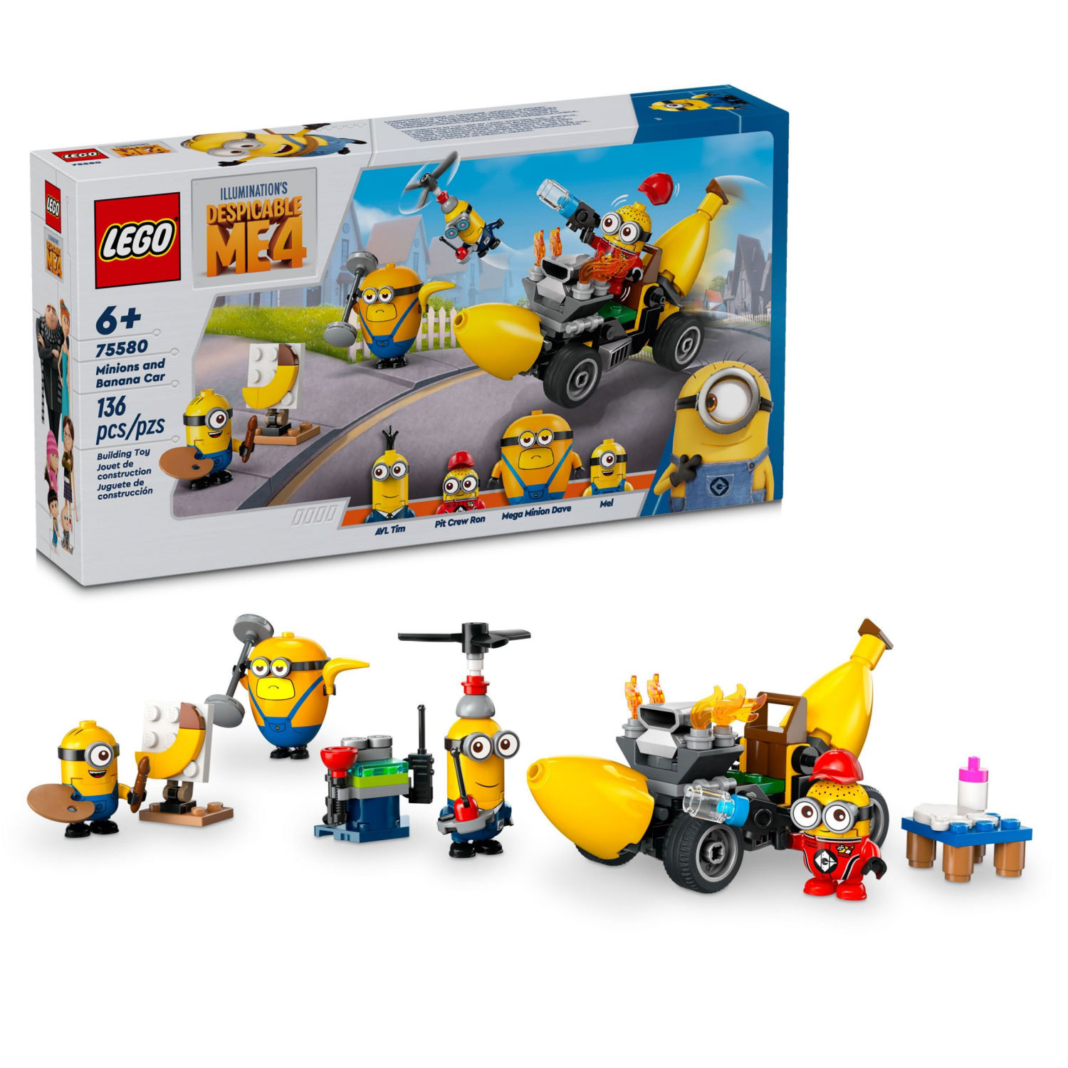 slide 1 of 6, LEGO Despicable Me 4 Minions and Banana Car Toy 75580, 1 ct