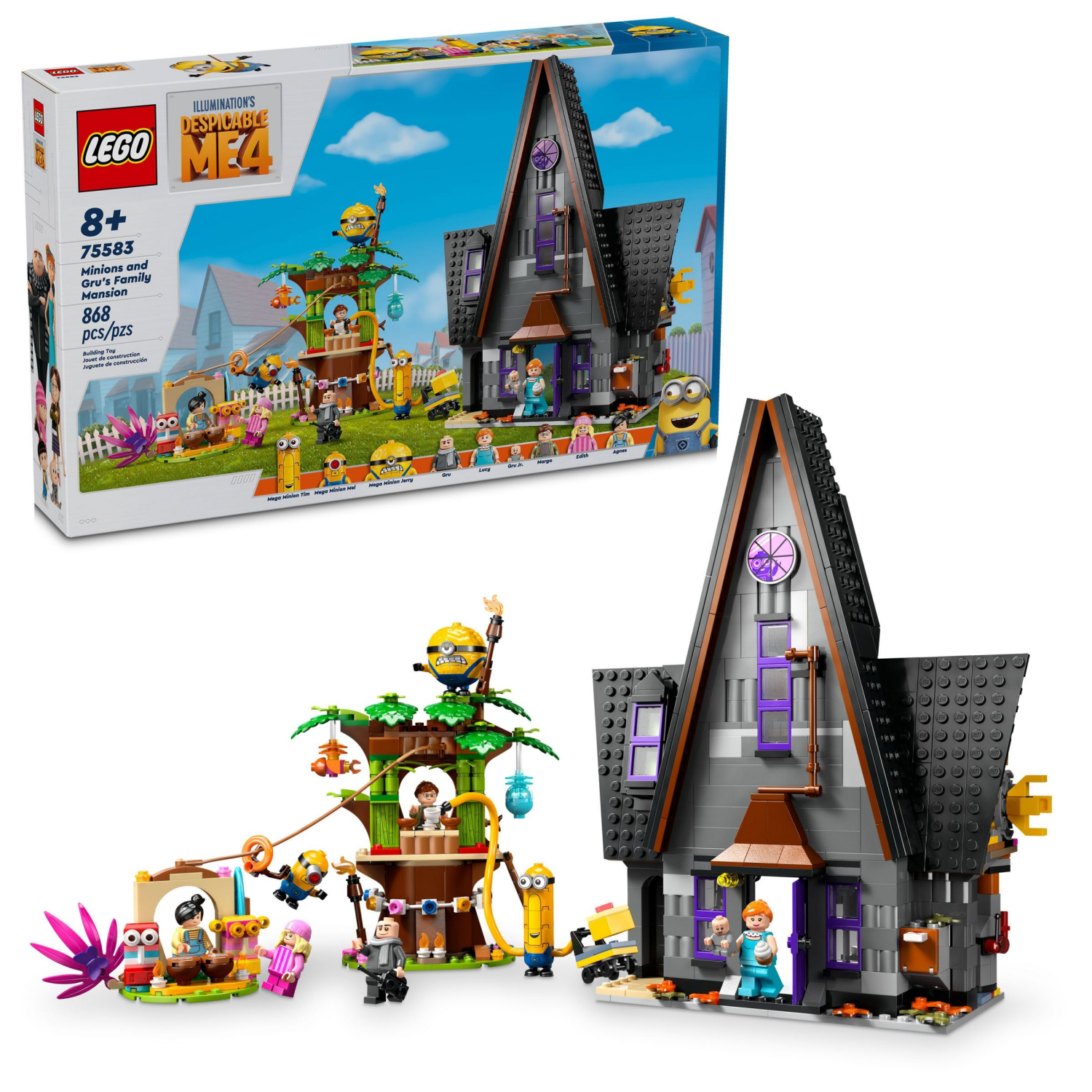 slide 1 of 6, LEGO Despicable Me 4 Minions and Gru's Family Mansion, Minions Toy House, 75583, 1 ct