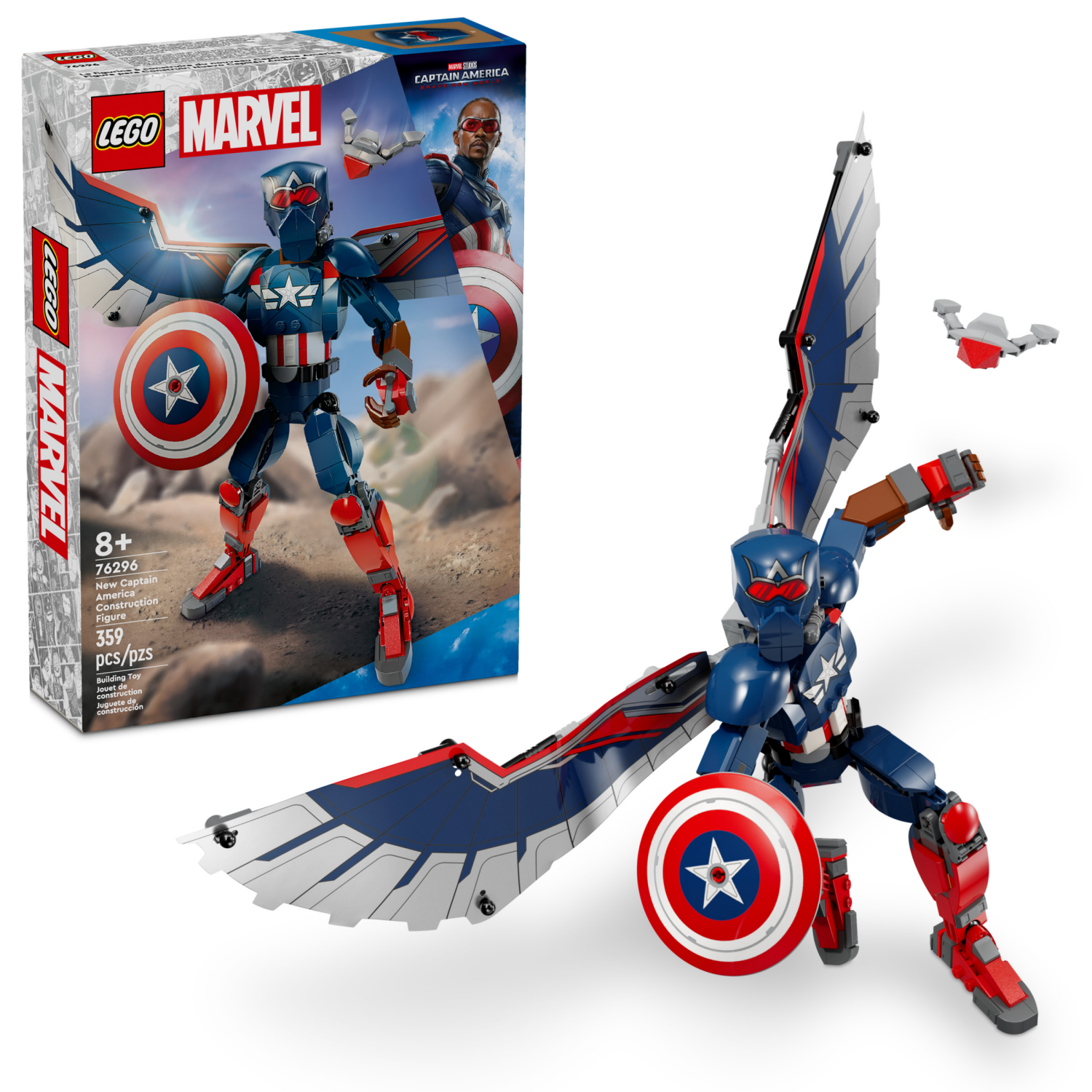 slide 1 of 6, LEGO Marvel New Captain America Construction Figure Super Hero Toy with Minifigures 76296, 1 ct