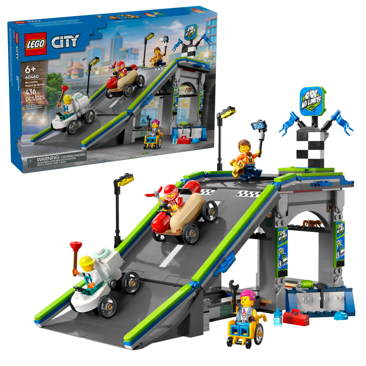 slide 1 of 6, LEGO City No Limits: Race Car Ramp Track Building Toy 60460, 1 ct