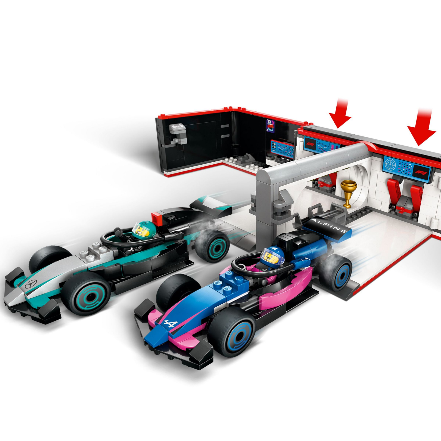 slide 4 of 6, LEGO City F1 Garage & Mercedes-AMG & Alpine Cars Toy 60444, 1 ct