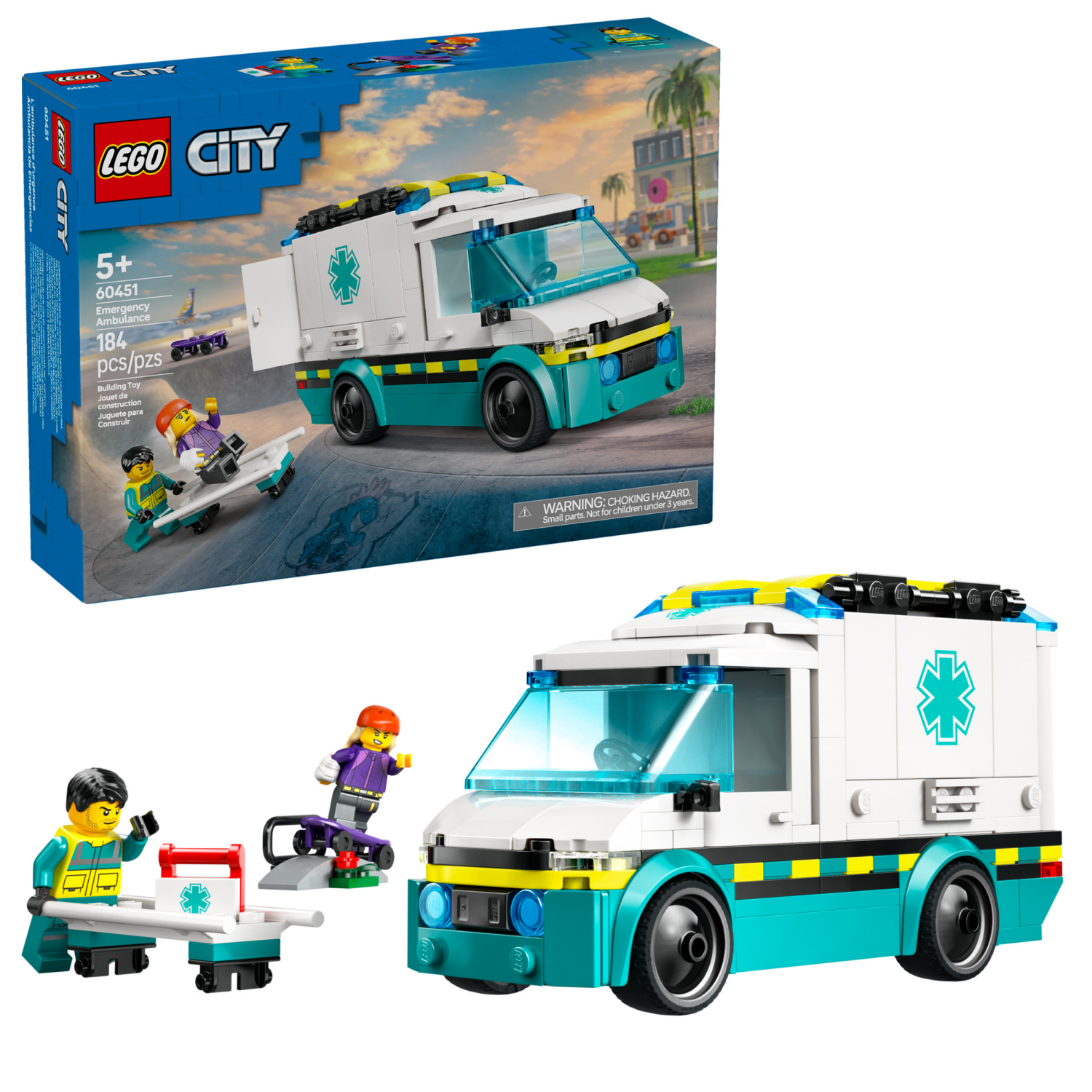 slide 1 of 6, LEGO City Emergency Ambulance Building Toy 60451, 1 ct