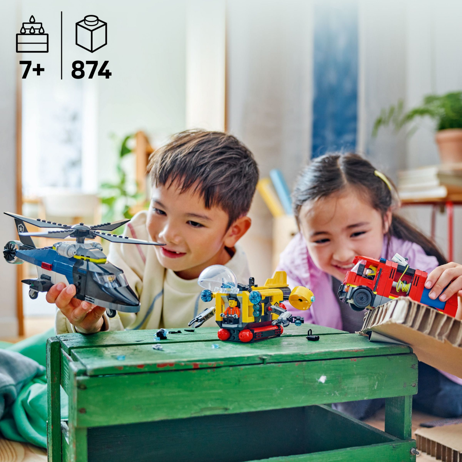 slide 2 of 6, LEGO City Helicopter, Fire Truck & Submarine Remix Building Toy 60462, 1 ct