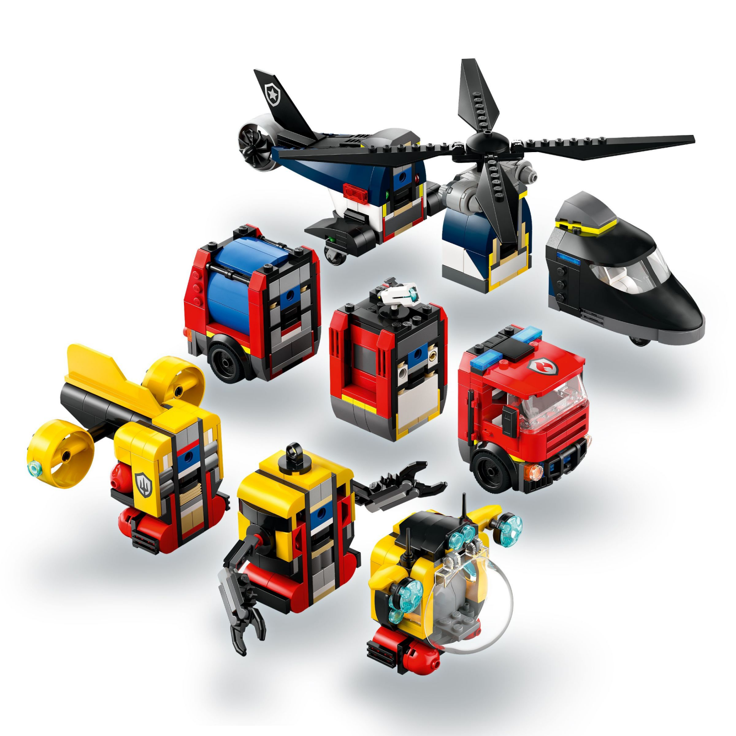 slide 4 of 6, LEGO City Helicopter, Fire Truck & Submarine Remix Building Toy 60462, 1 ct