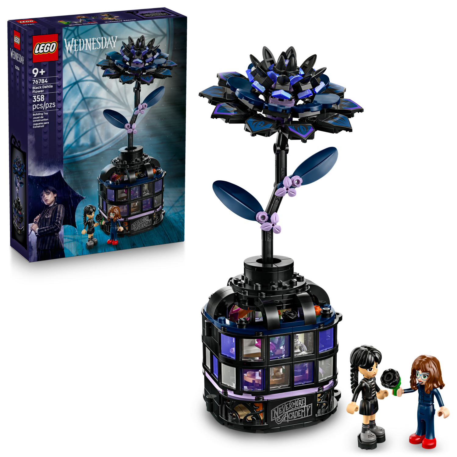 slide 1 of 7, LEGO Wednesday Black Dahlia Flower Building Toy 76784, 1 ct
