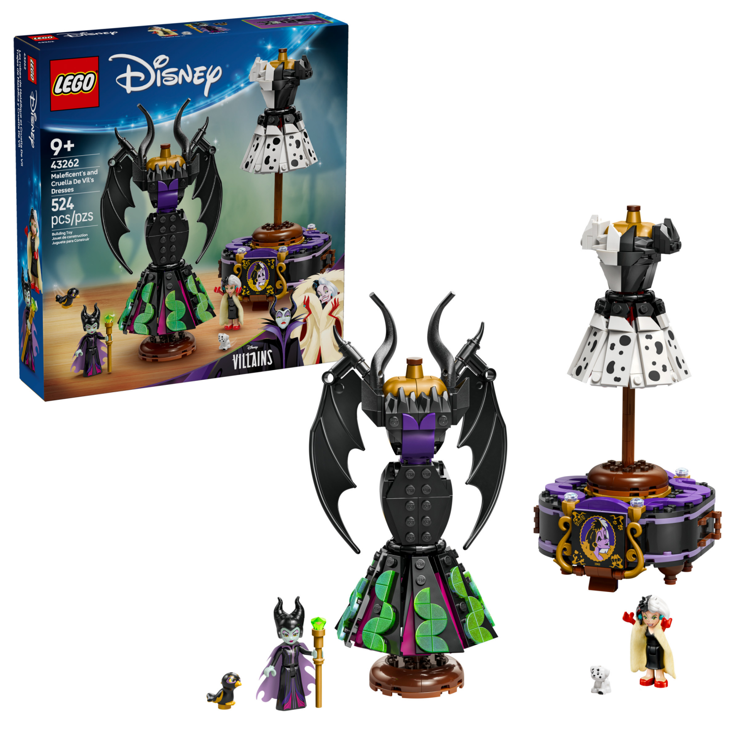 slide 1 of 6, LEGO Disney Villains Maleficents and Cruella De Vils Dresses 43262, 1 ct