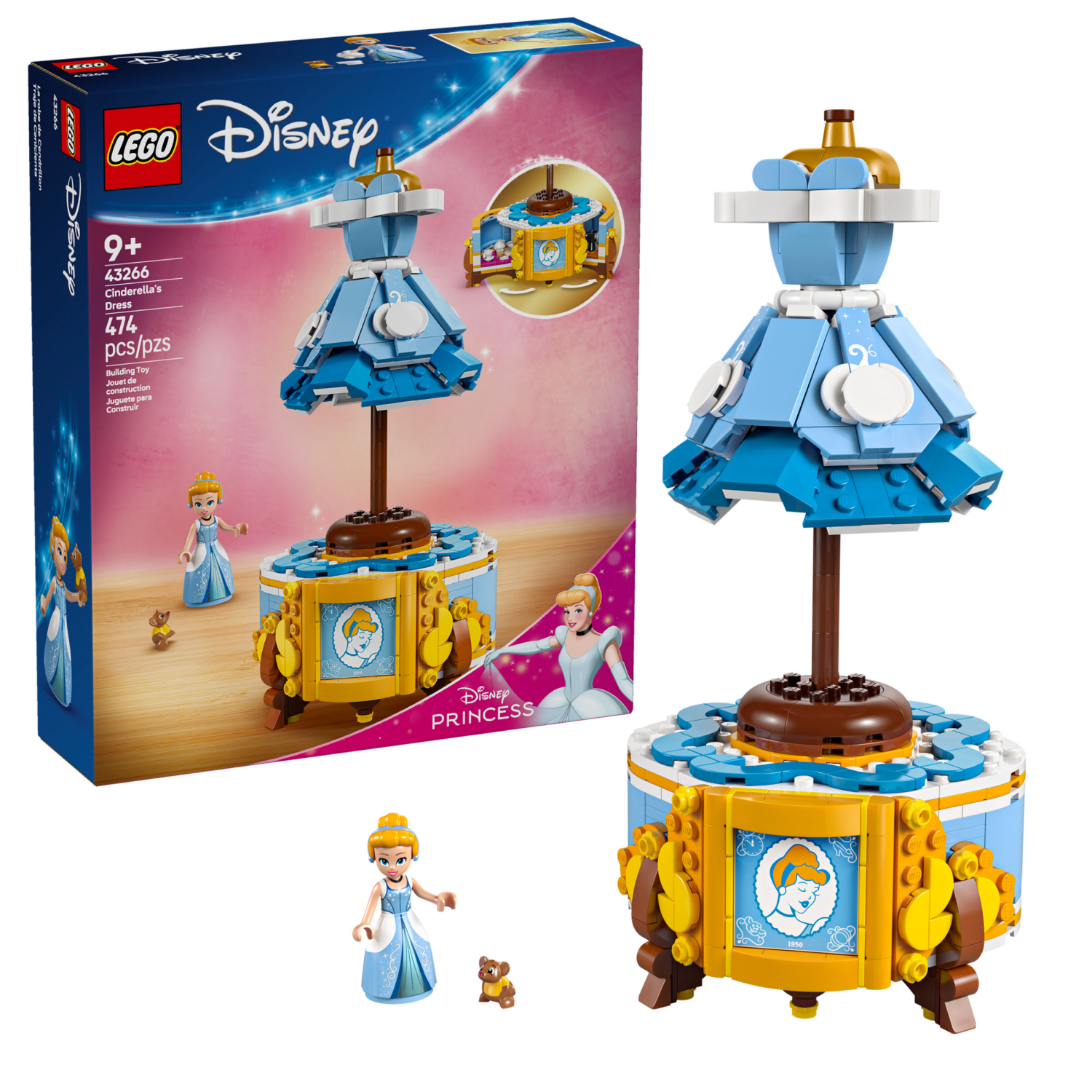 slide 1 of 6, LEGO Disney Princess Cinderellas Dress Toy 43266, 1 ct