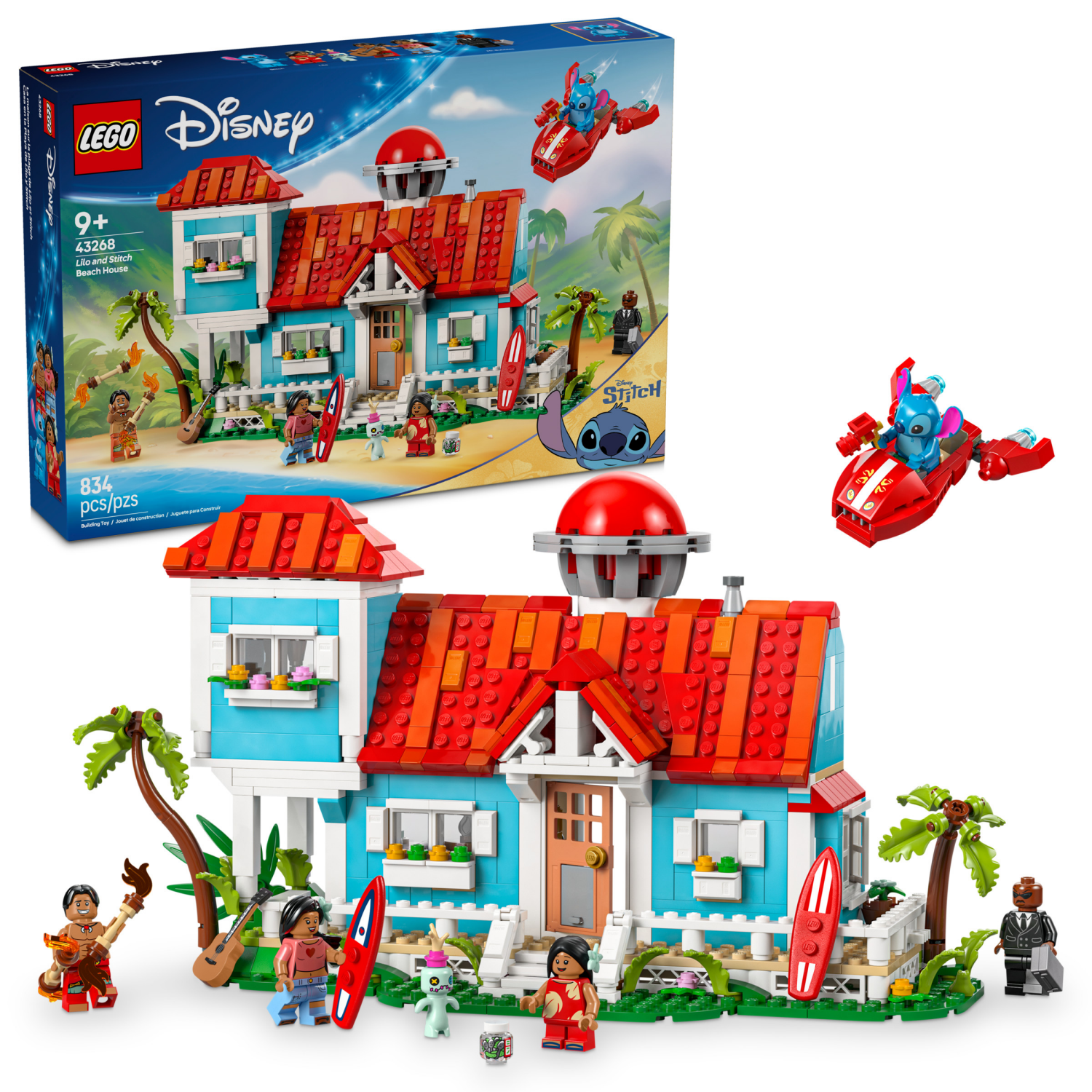 slide 1 of 6, LEGO Disney Lilo and Stitch Beach House Building Toy 43268, 1 ct