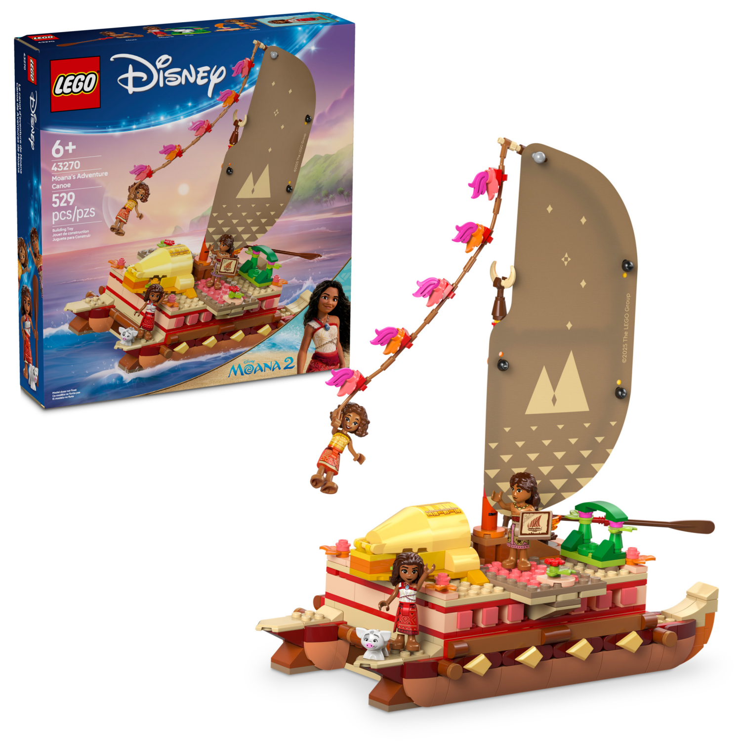 slide 1 of 6, LEGO Disney Moanas Adventure Canoe Fantasy Toy Boat Building Set 43270, 1 ct