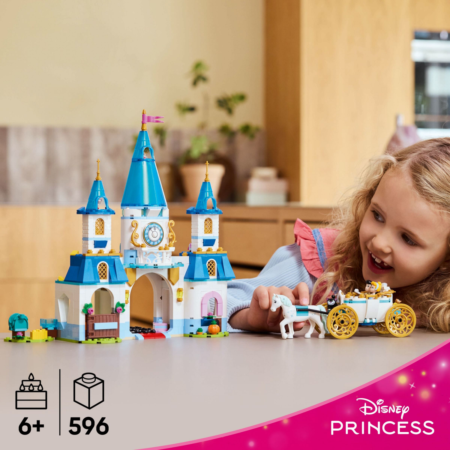 slide 2 of 6, LEGO Disney Princess Cinderella's Castle & Horse Carriage Playset 43275, 1 ct