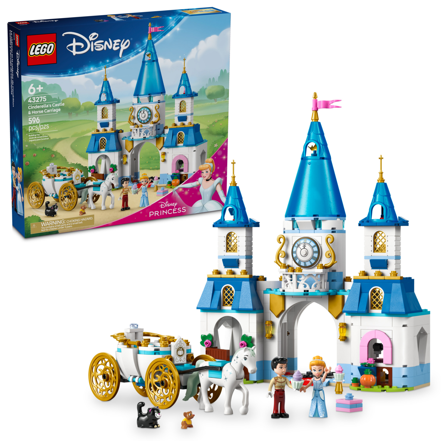 slide 1 of 6, LEGO Disney Princess Cinderella's Castle & Horse Carriage Playset 43275, 1 ct